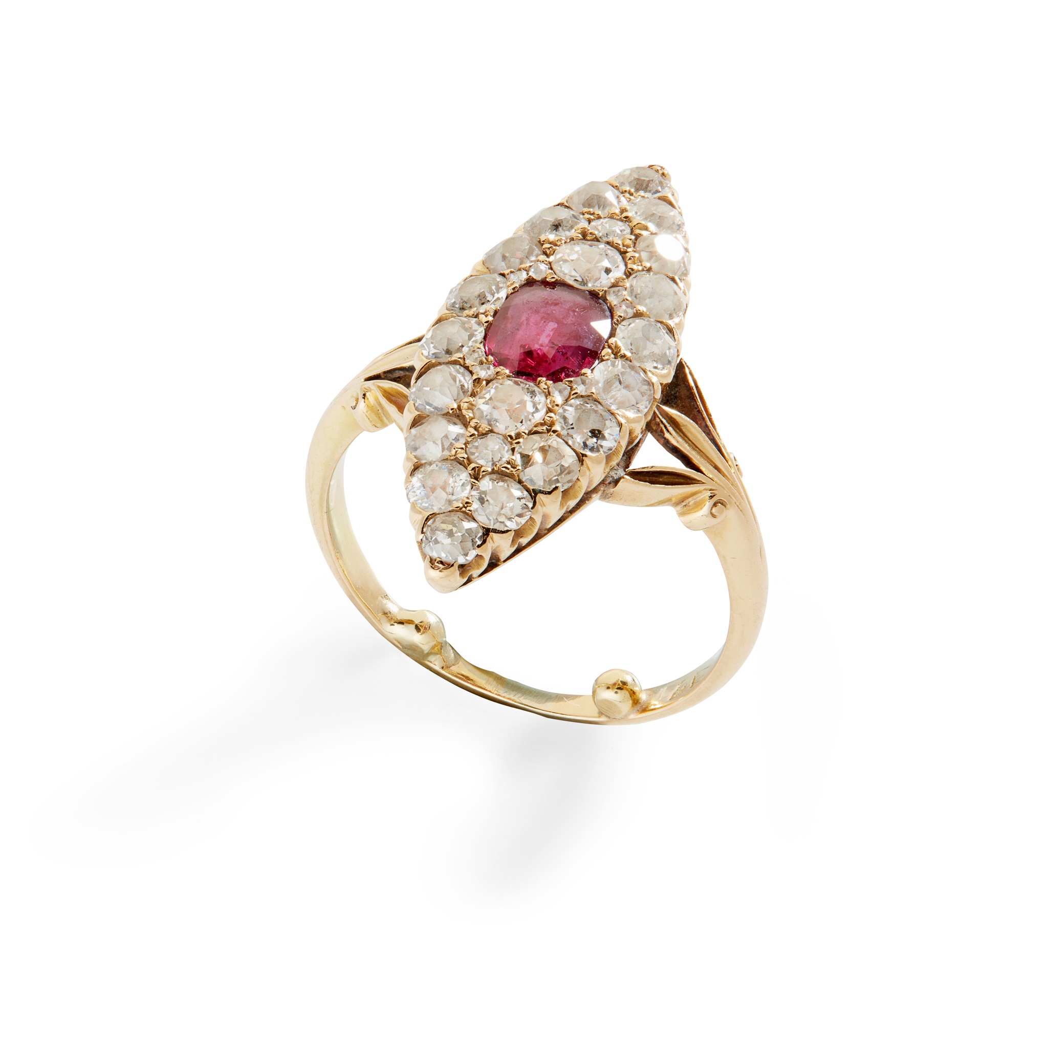 A ruby and diamond cluster ring