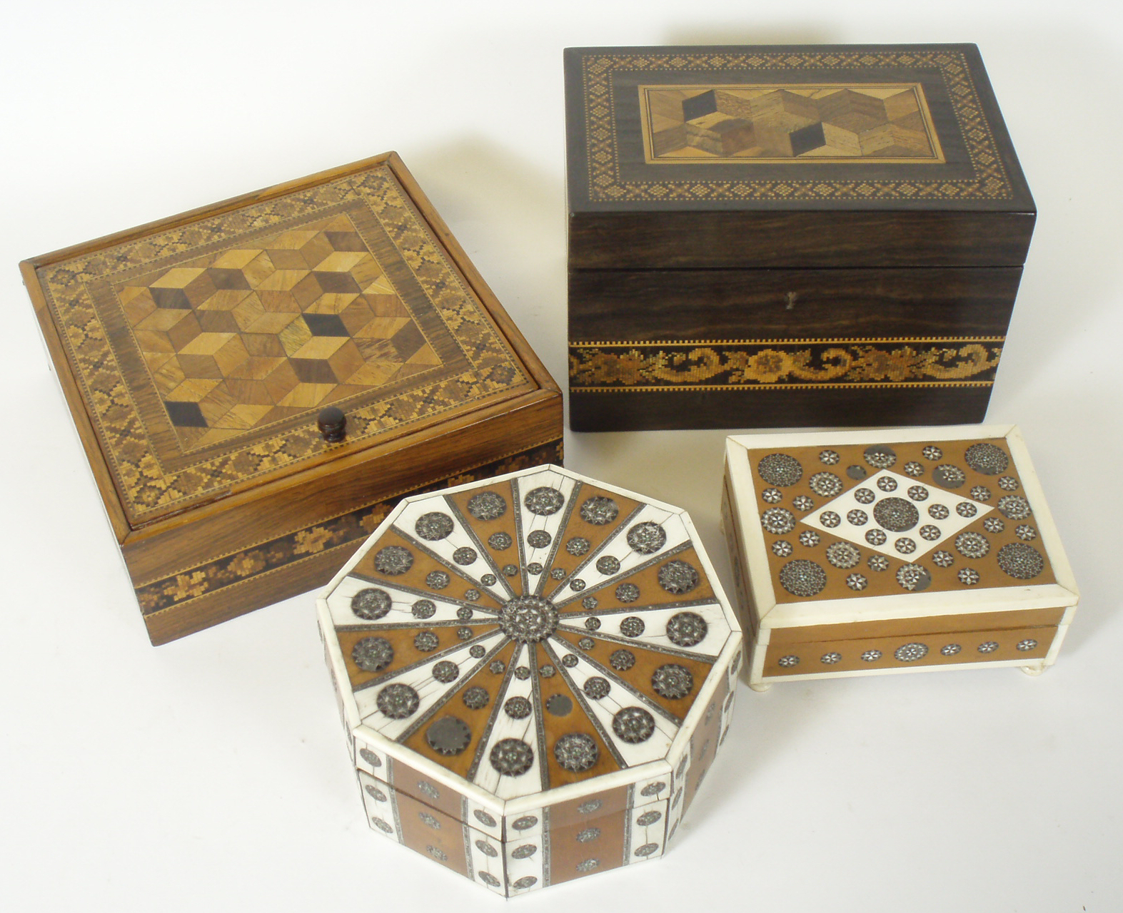 Four 19th century boxes