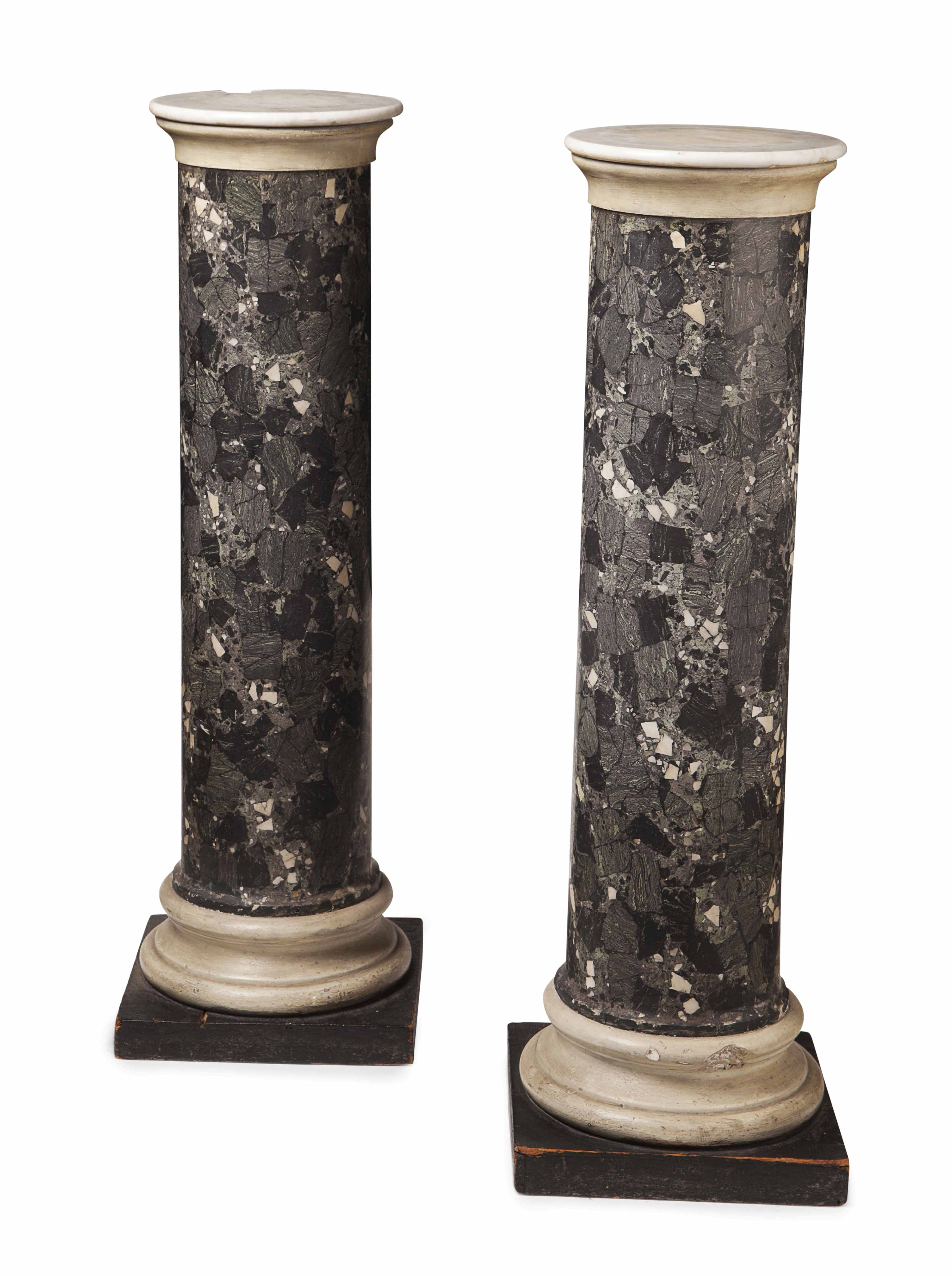 PAIR OF SCAGLIOLA PEDESTALS