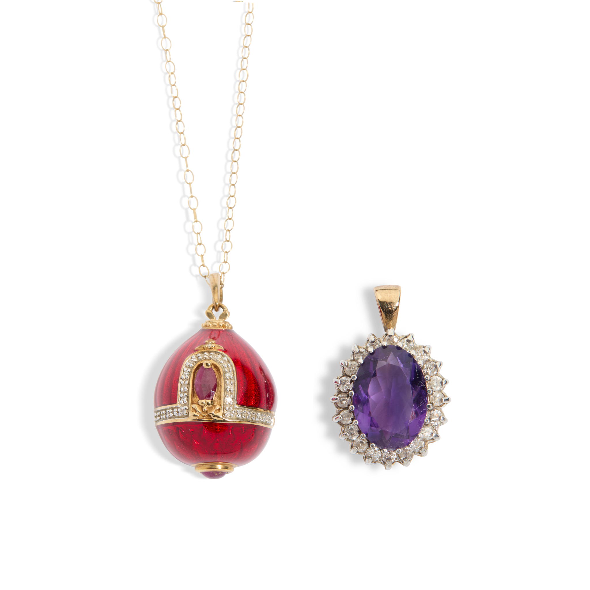 Two gem-set pendants