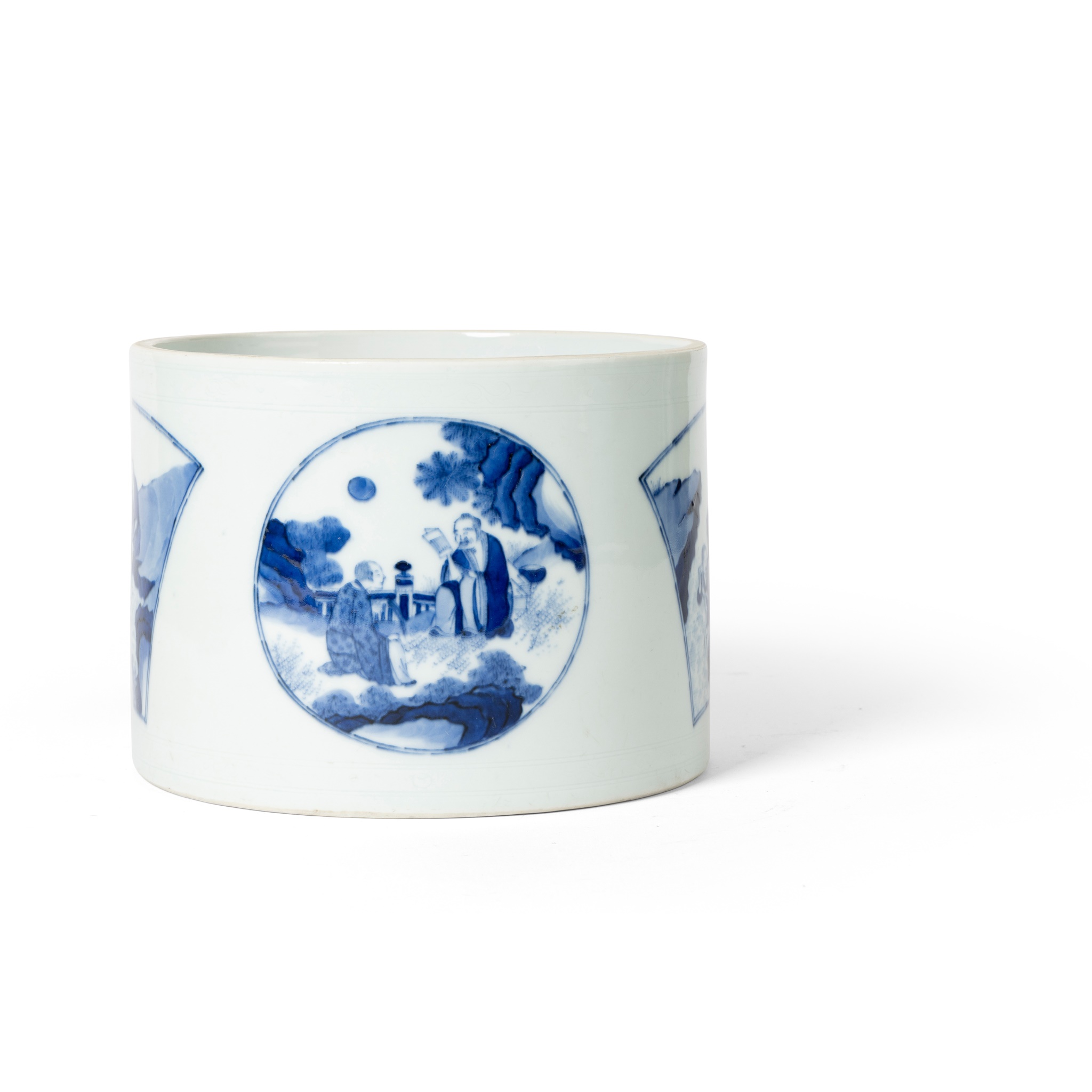 BLUE AND WHITE BRUSH POT