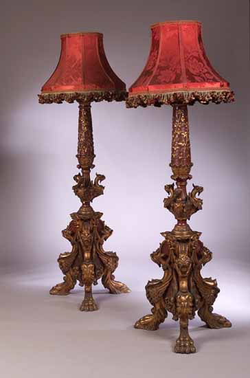 A pair of massive Florentine torcheres