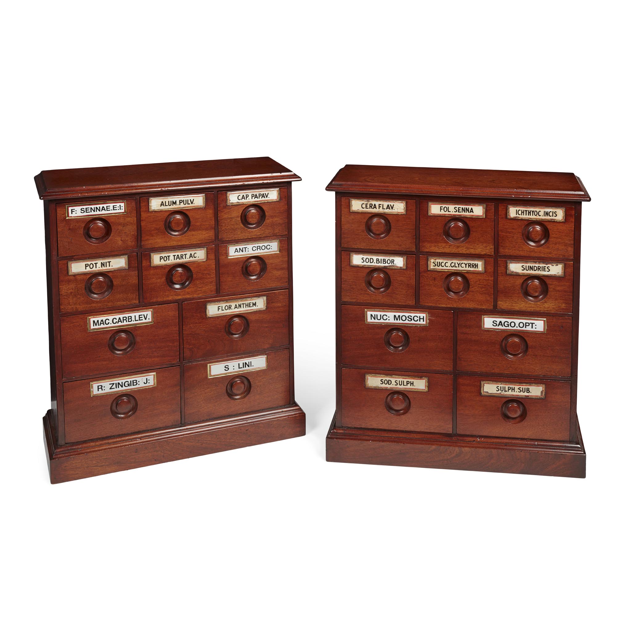 PAIR OF MAHOGANY APOTHECARY'S CHESTS