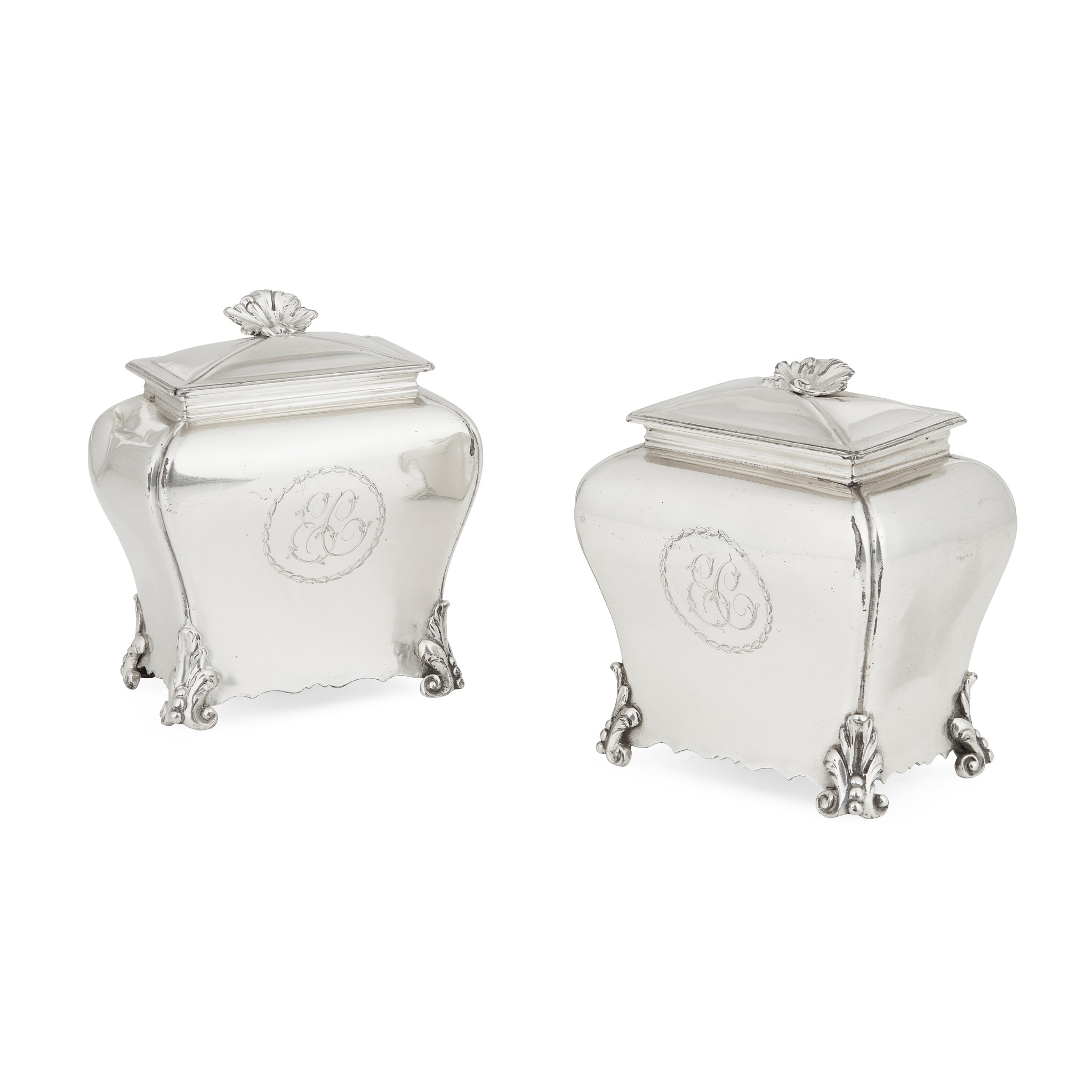 A pair of George III tea caddies