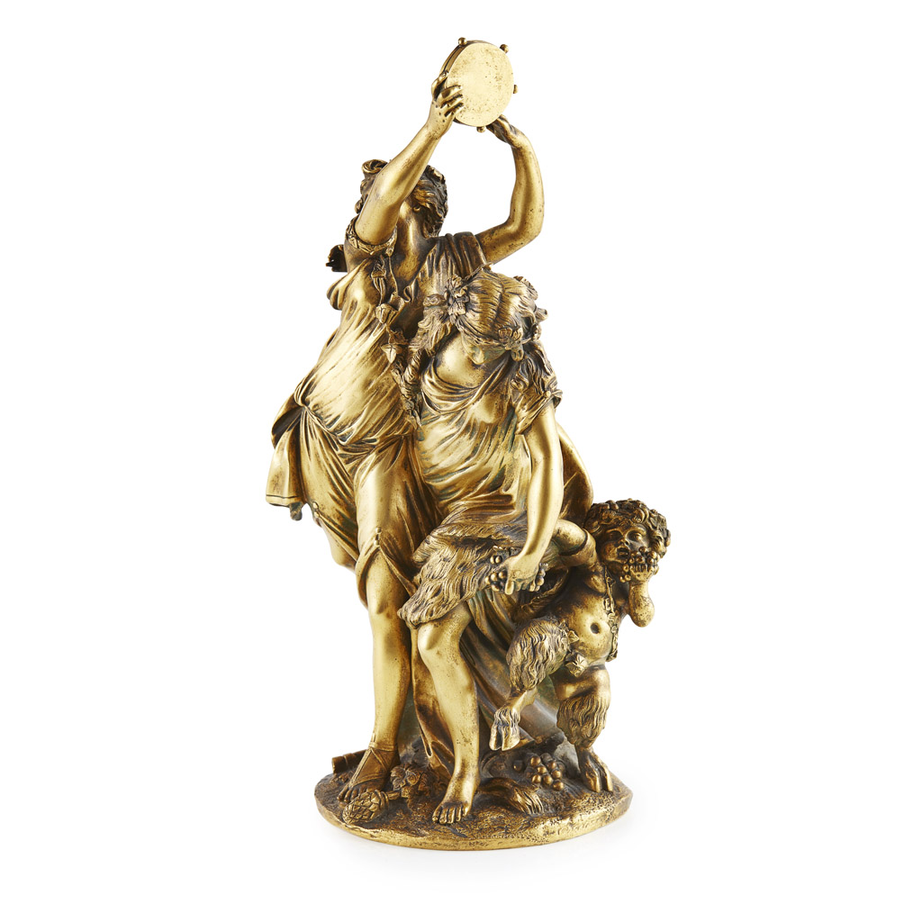 FRENCH GILT BRONZE 'BACCHANALIA' FIGURE GROUP, AFTER CLODION