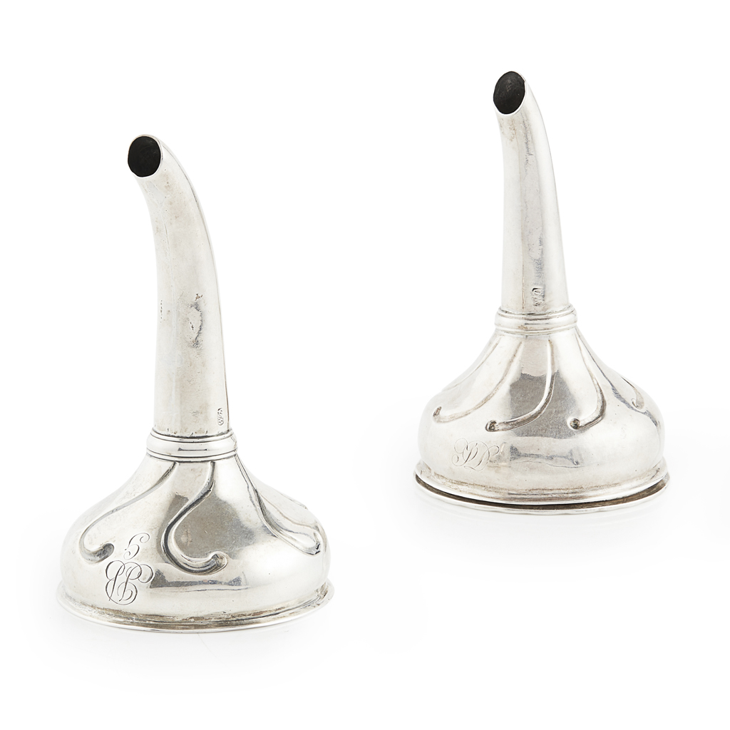 TWO GEORGE III WINE FUNNELS
