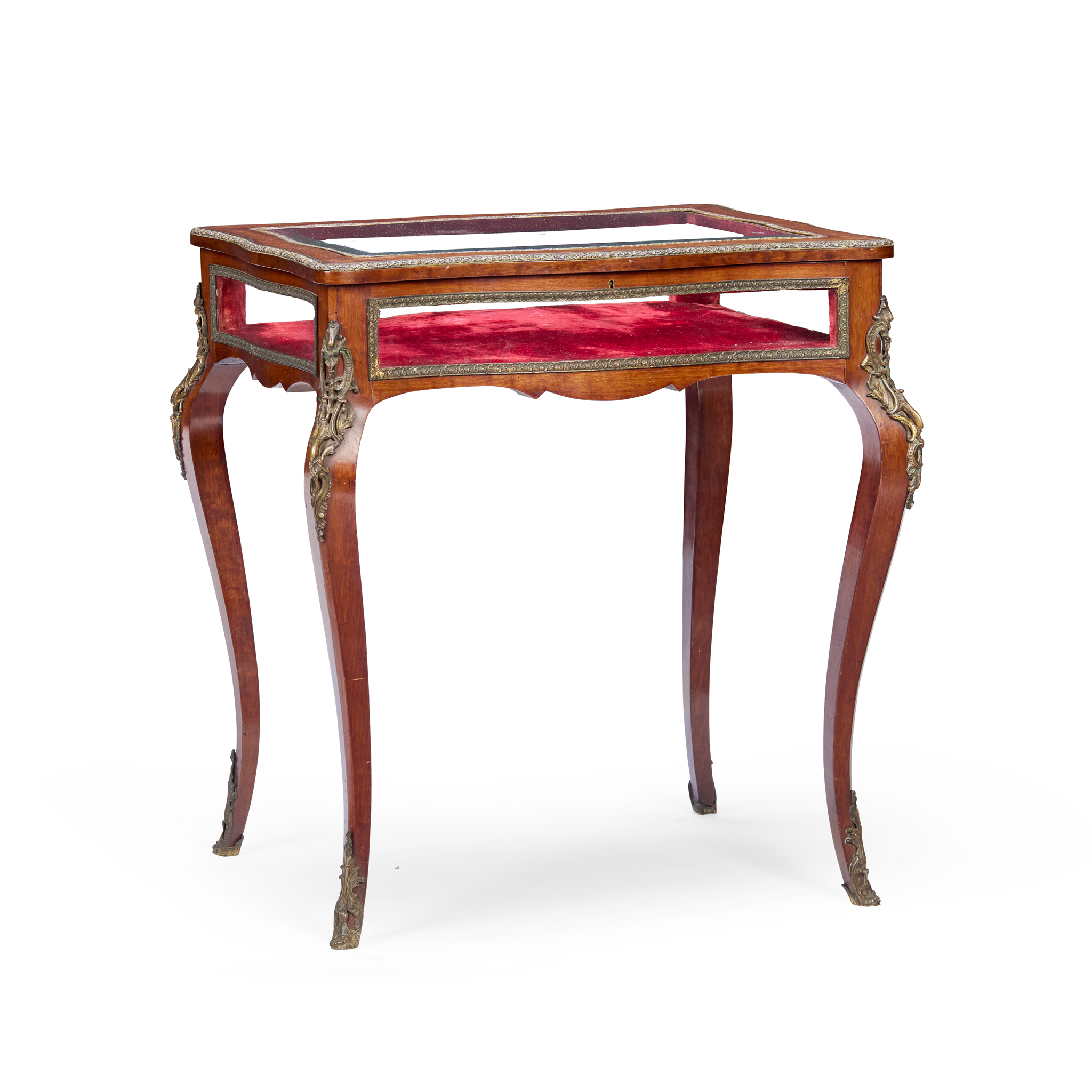 FRENCH MAHOGANY AND GILT METAL MOUNTED BIJOUTERIE TABLE