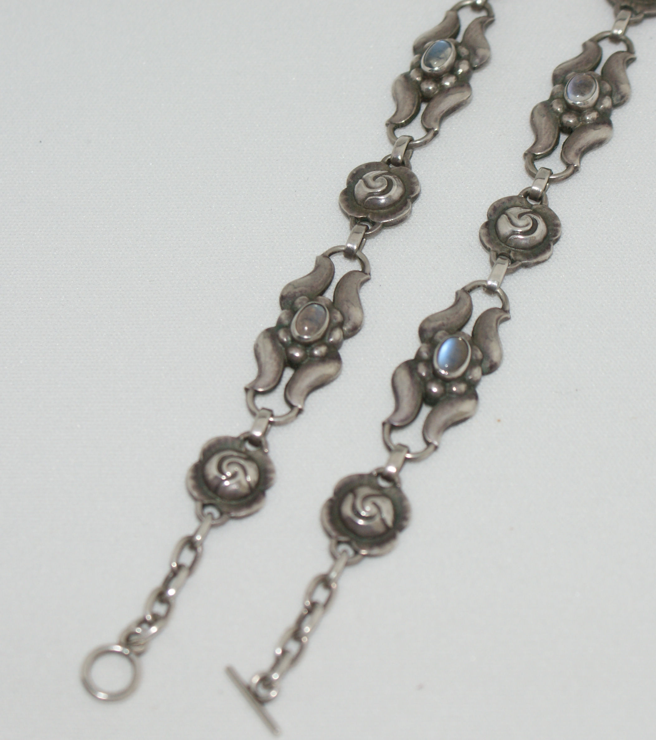 GEORG JENSEN - an early moonstone set silver necklace