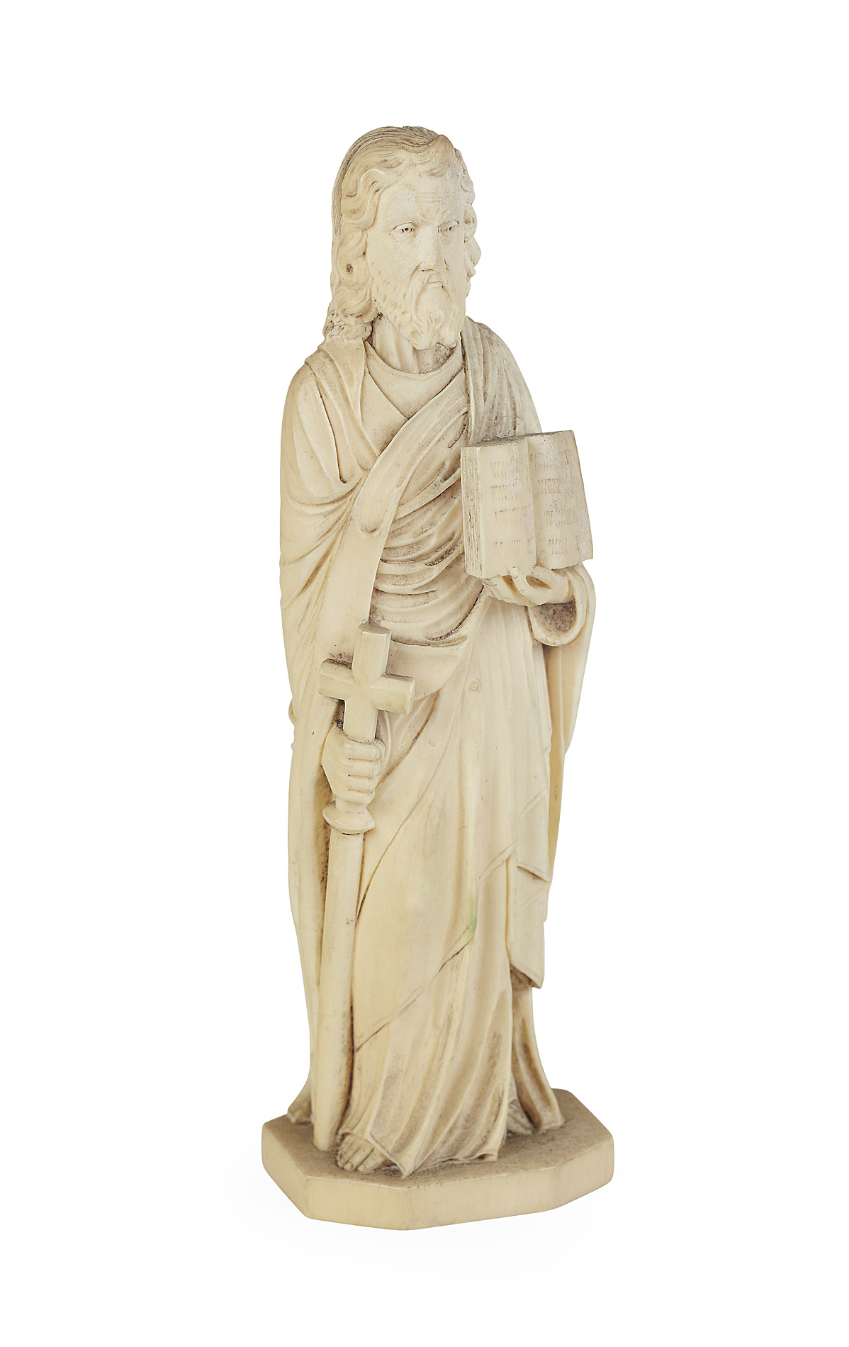 FRENCH CARVED IVORY FIGURE OF SAINT JOSEPH