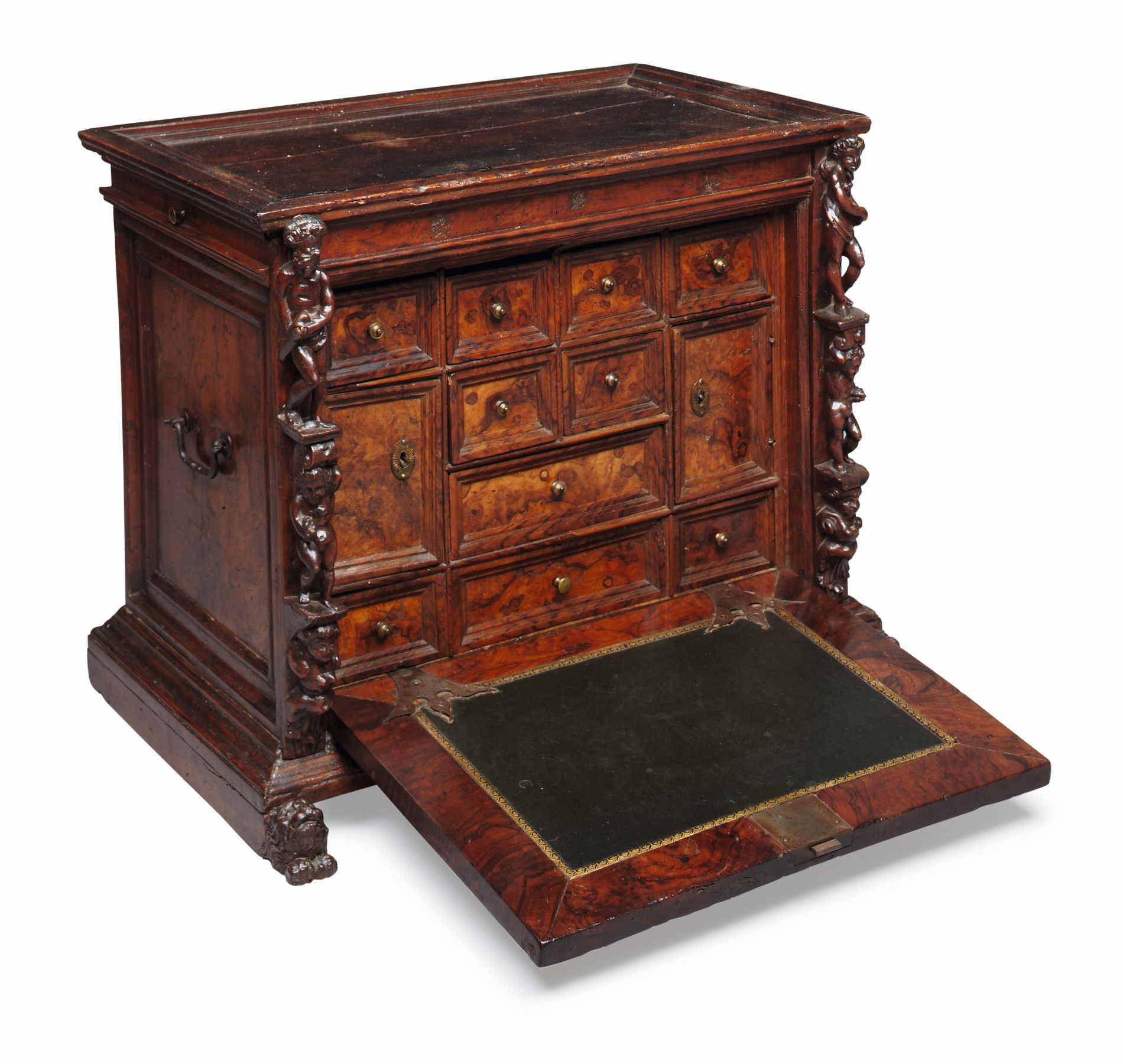 ITALIAN WALNUT AND OLIVEWOOD TABLE TOP CABINET