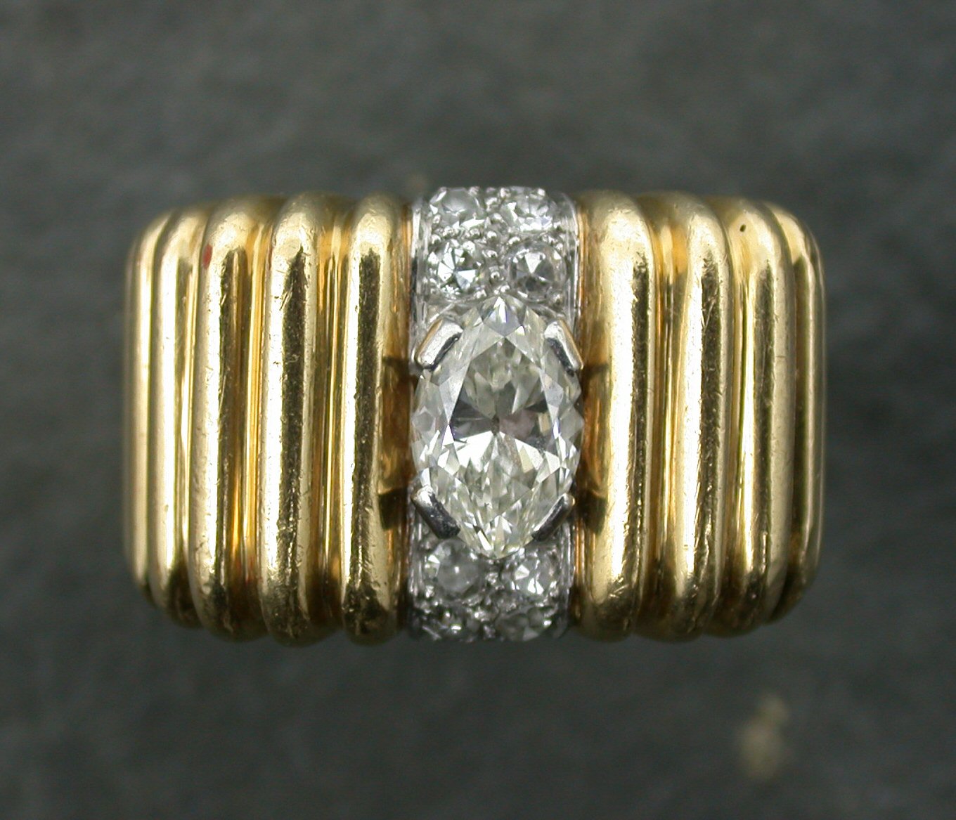 A French gold mounted diamond cluster ring,