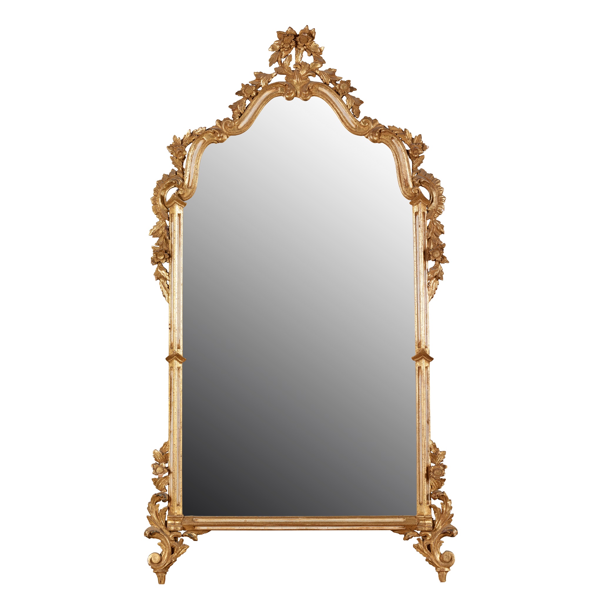 GEORGE II STYLE GILTWOOD AND PAINTED OVERMANTEL MIRROR