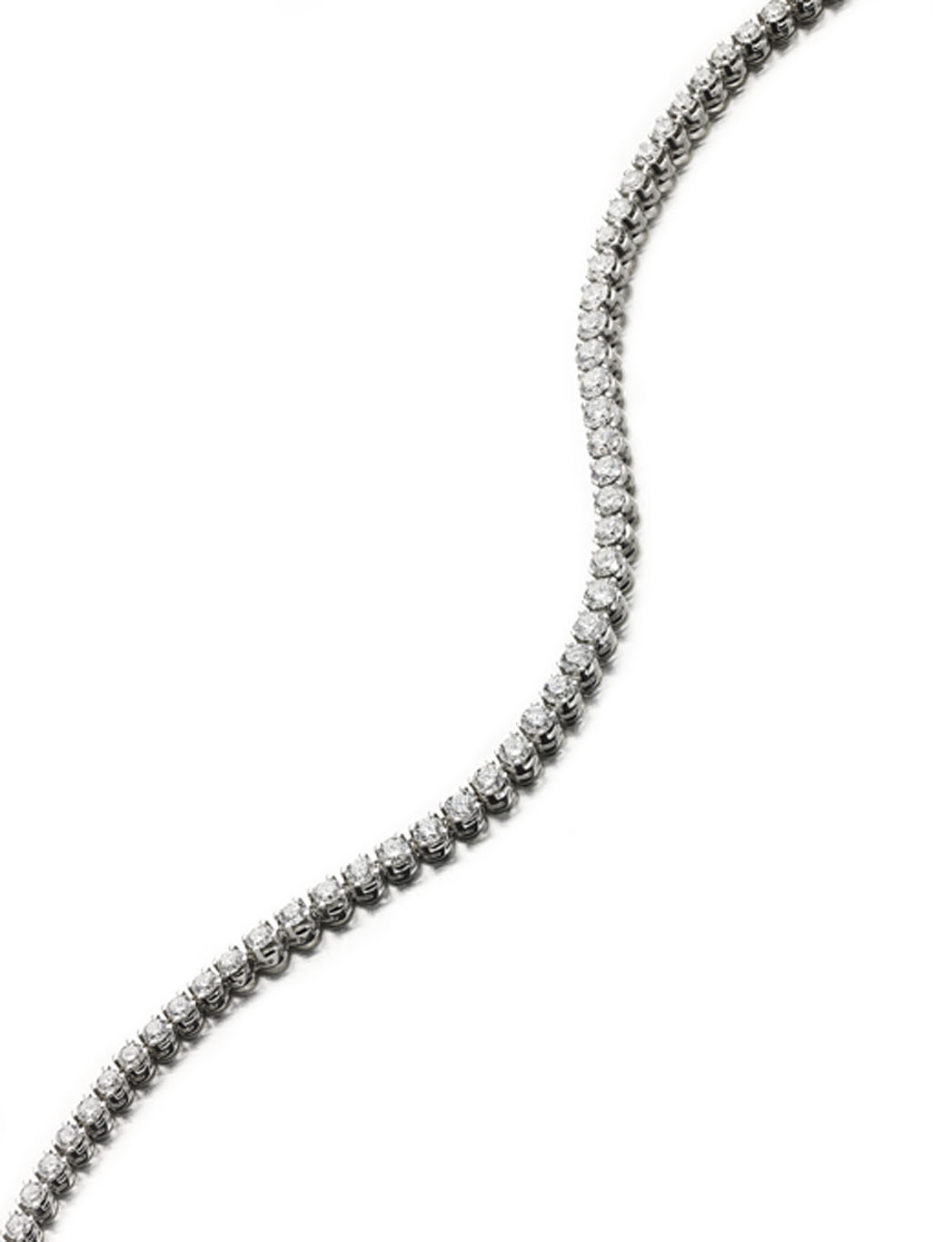 An 18ct white gold mounted diamond riviere necklace,