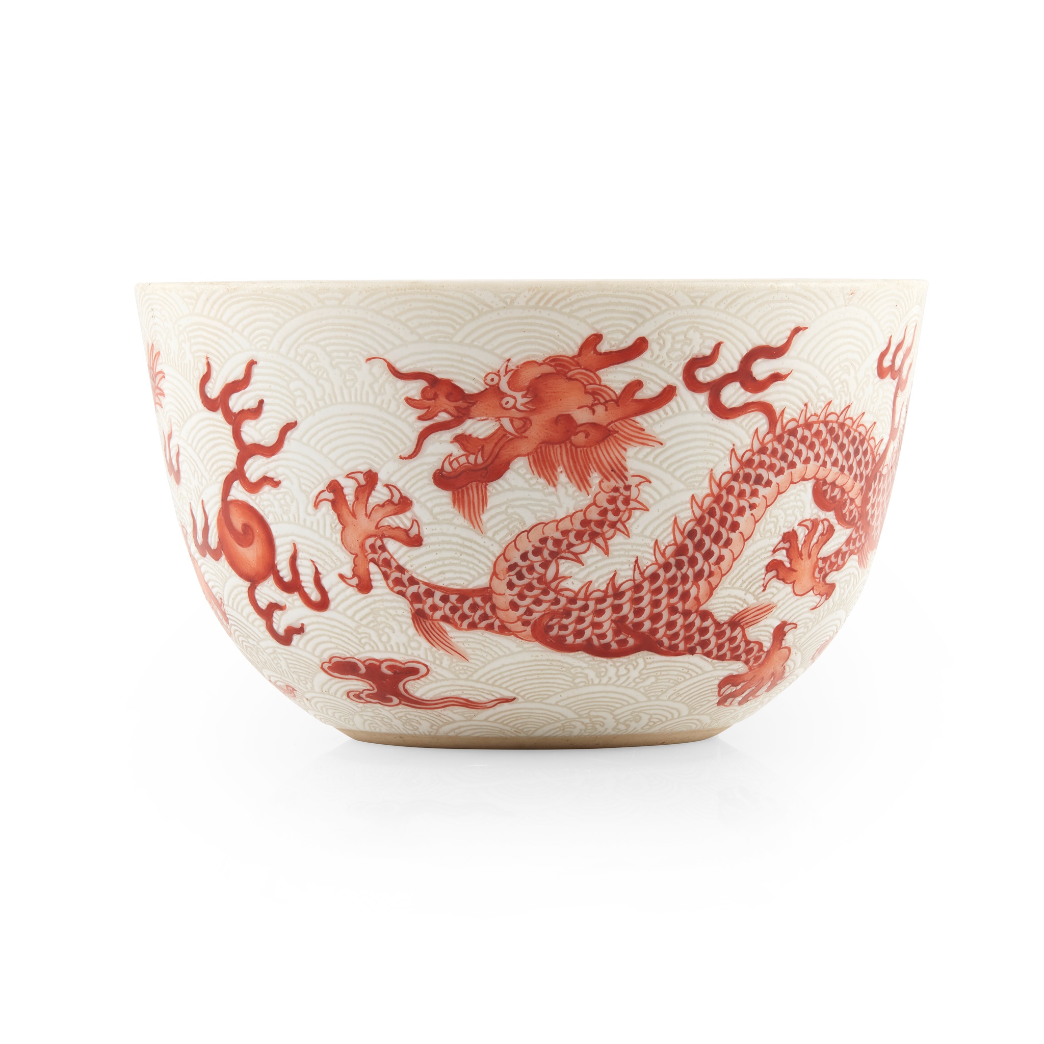 IRON-RED-DECORATED SGRAFFITO-GROUND 'DRAGON' BOWL