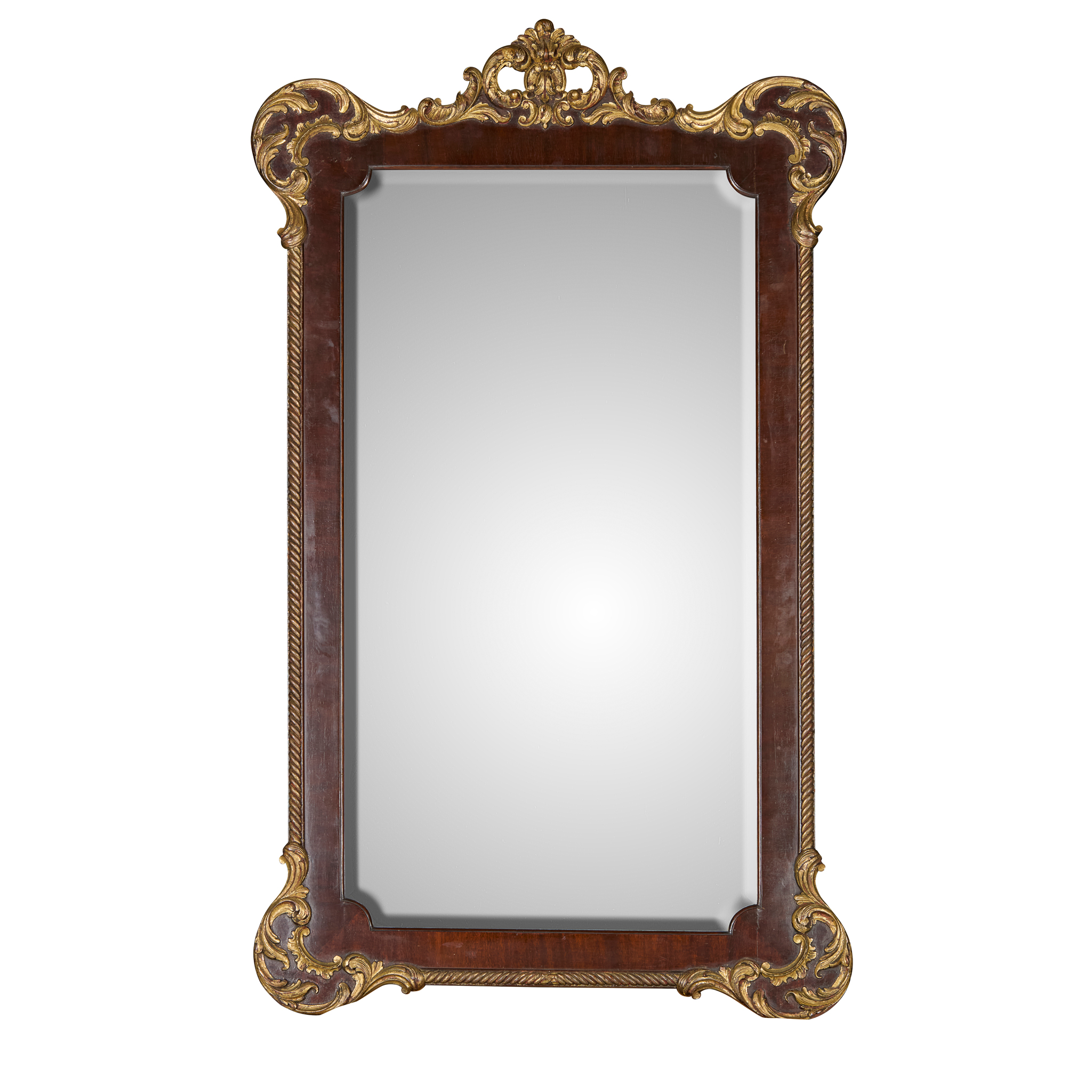 GEORGIAN STYLE MAHOGANY AND GILTWOOD MIRROR