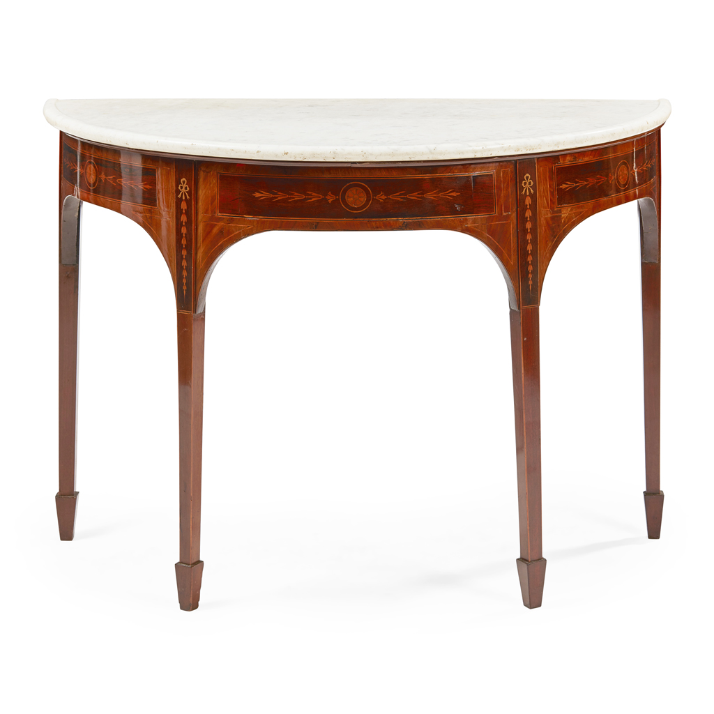 GEORGE III MAHOGANY AND INLAY MARBLE TOP PIER TABLE