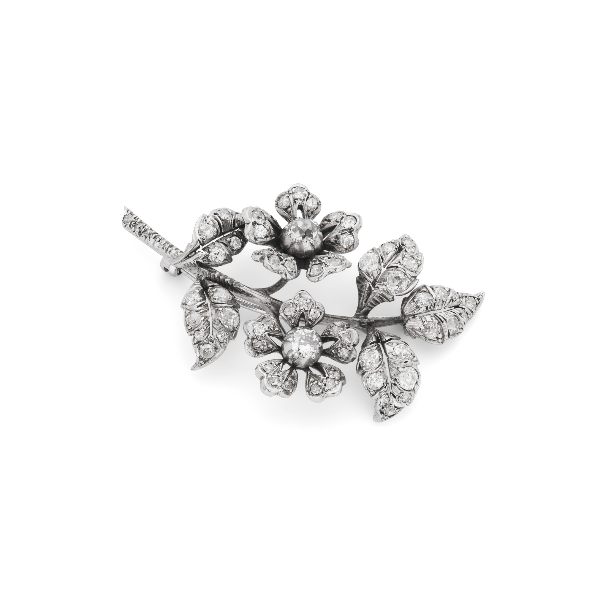 A diamond floral spray brooch