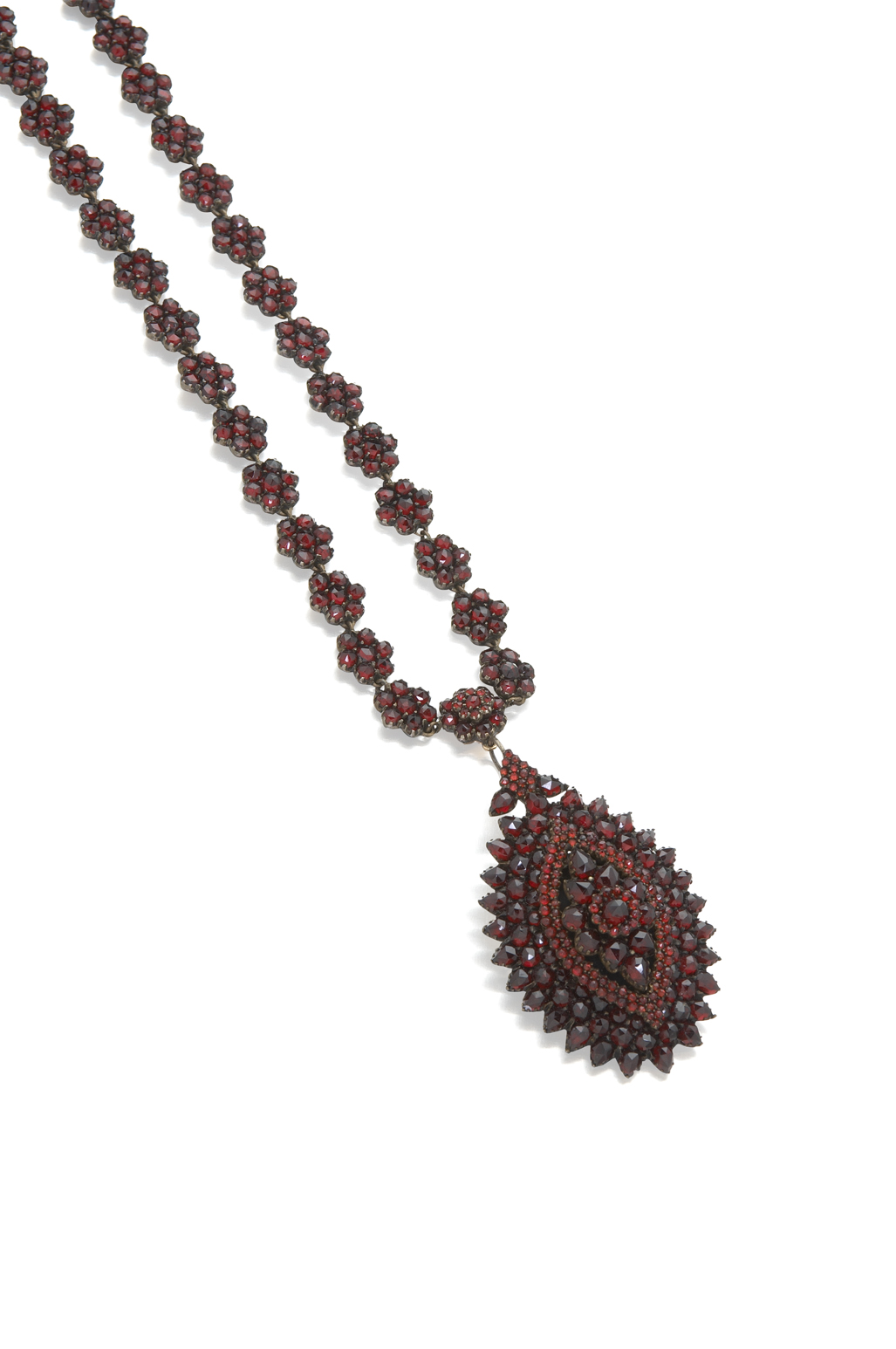 A 19th century garnet set necklace,