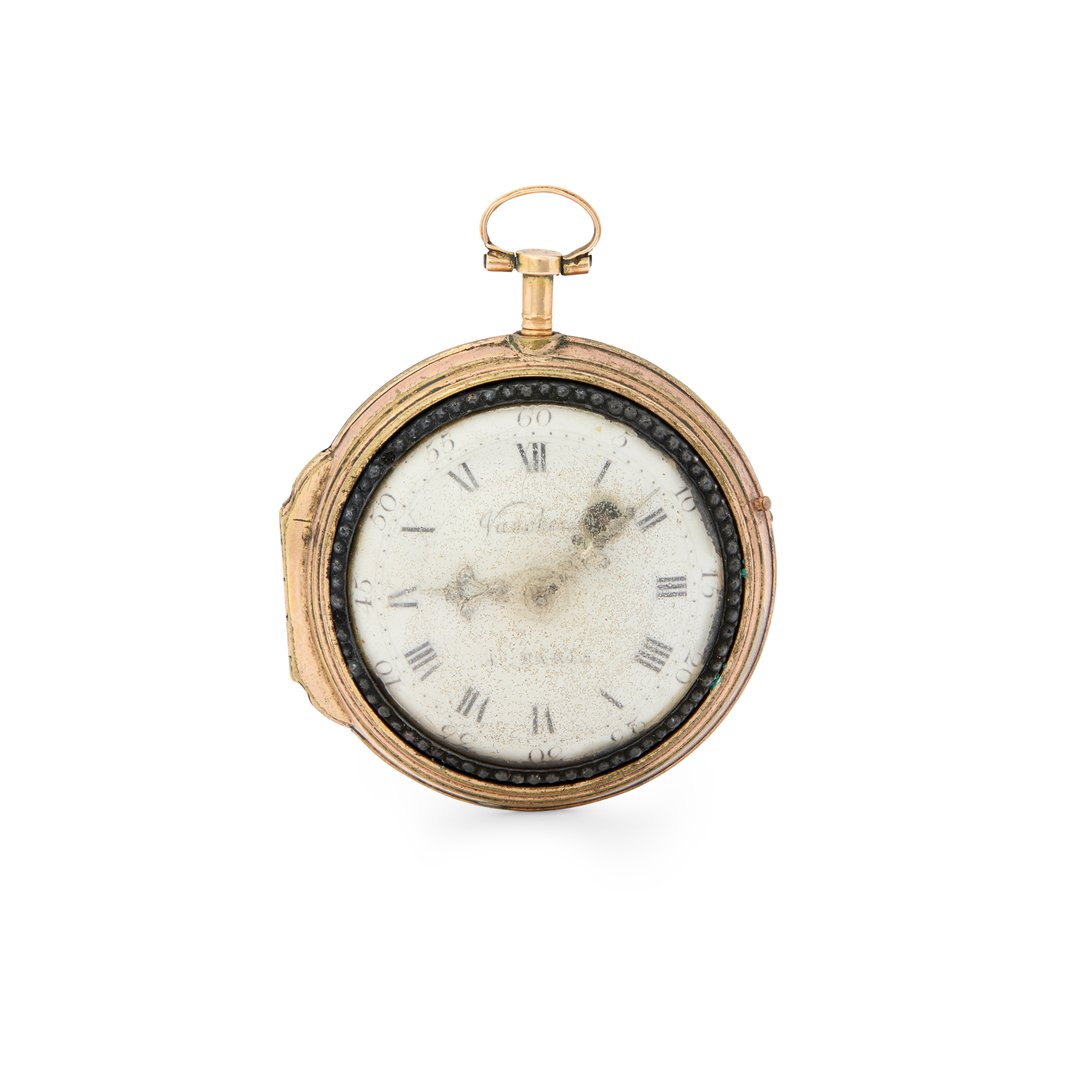 Vauchez a Paris. A key-wind metal and enamel pair cased pocket watch