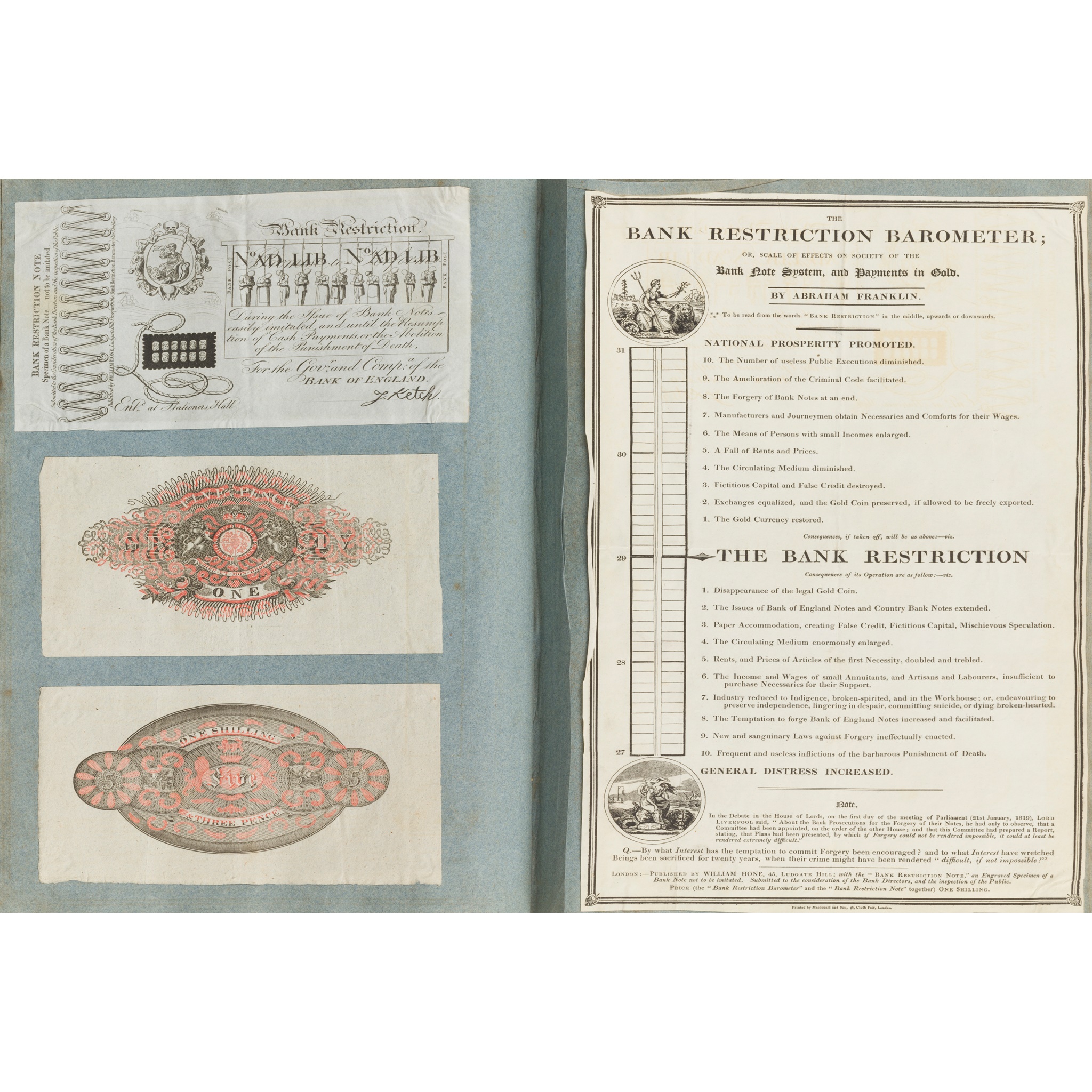 Banknote Revenue Stamps and Bank Restriction Barometer and Nelson