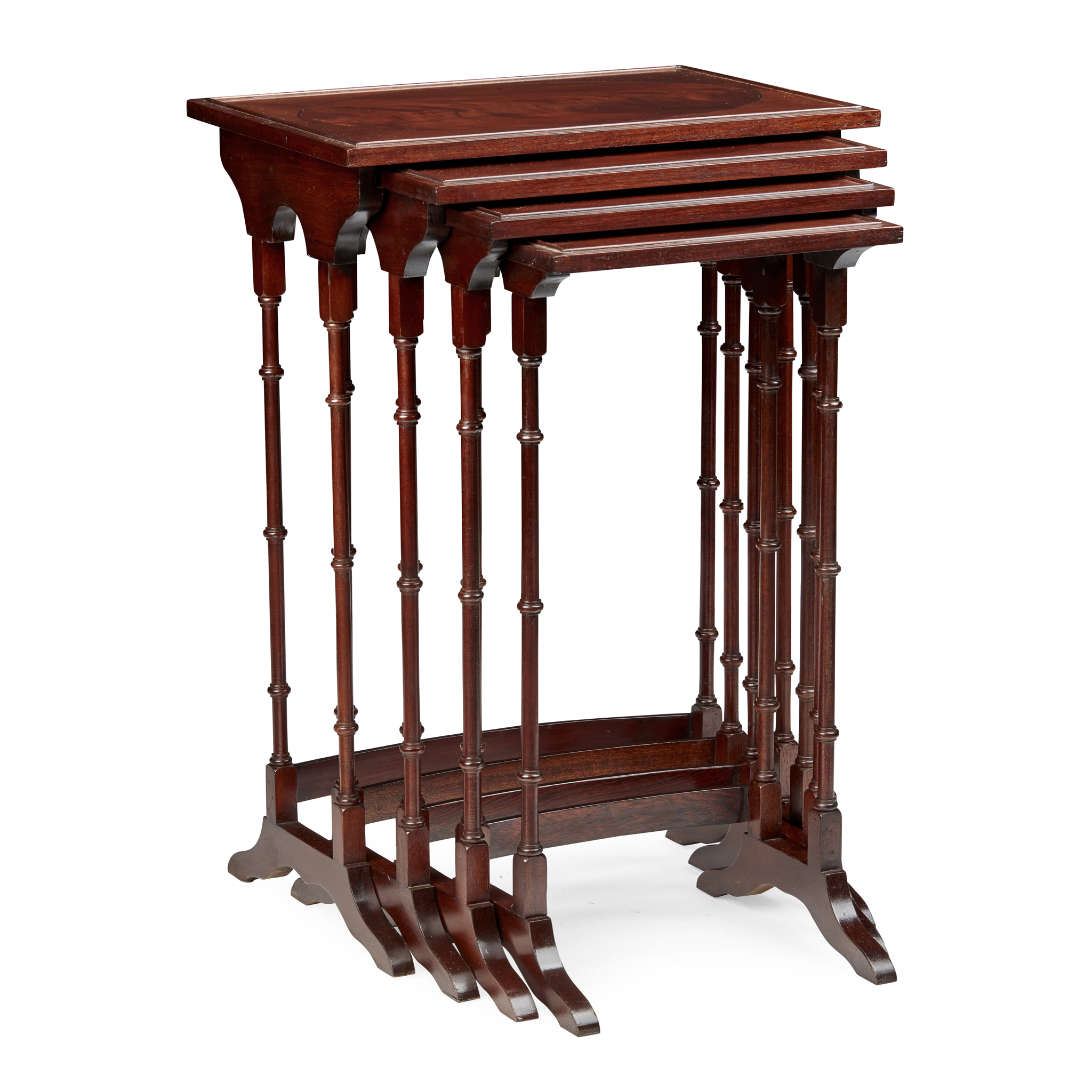 SET OF GEORGIAN STYLE MAHOGANY QUARTETTO TABLES