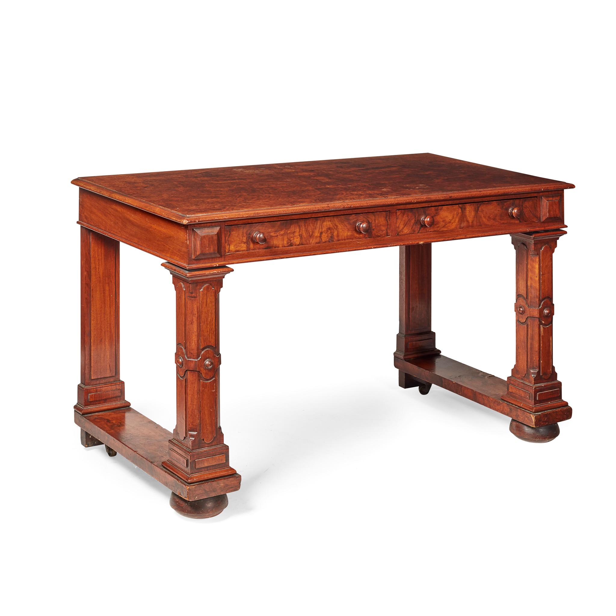 EARLY VICTORIAN RENAISSANCE REVIVAL WALNUT HALL TABLE