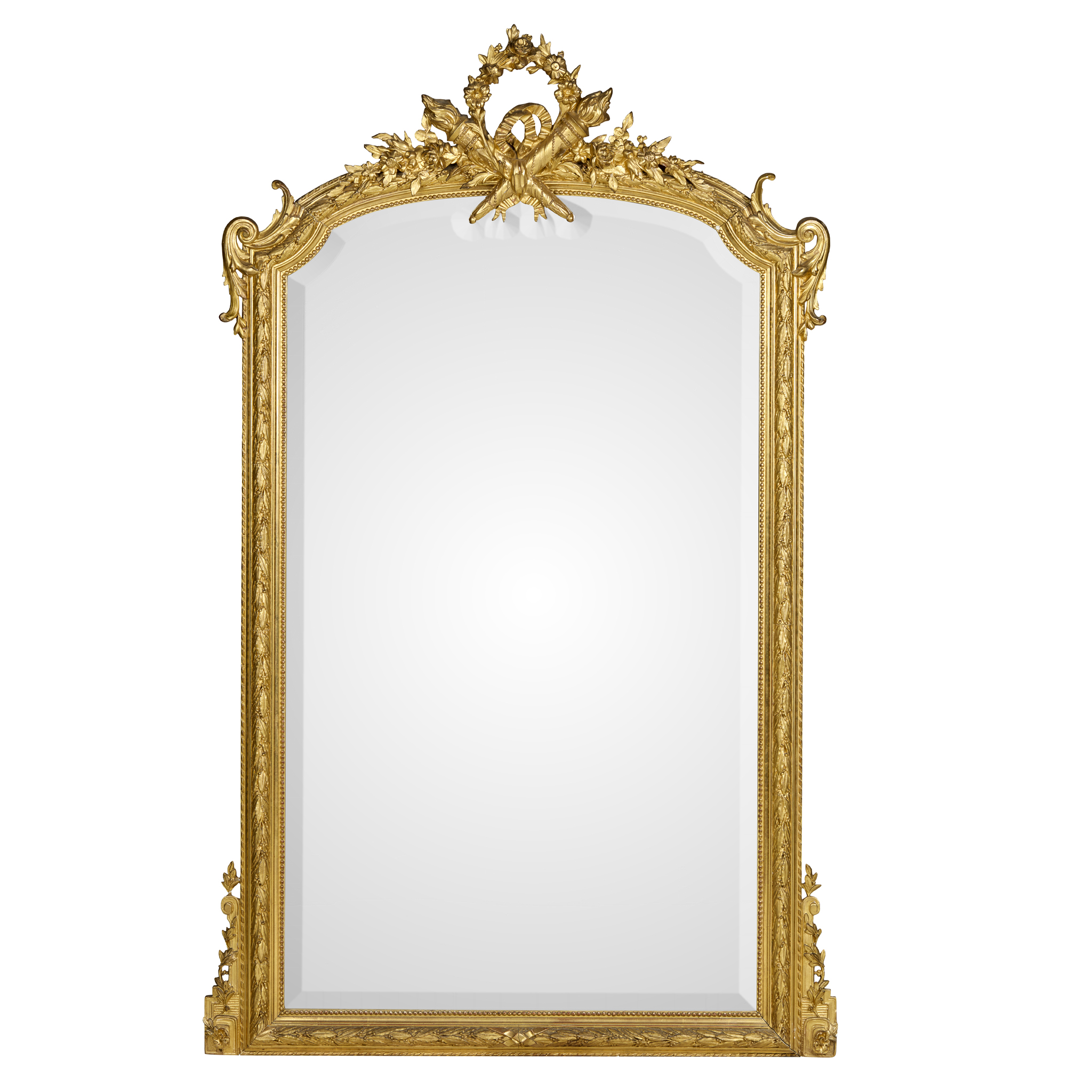 A NAPOLEON III GILTWOOD AND GESSO OVERMANTEL MIRROR