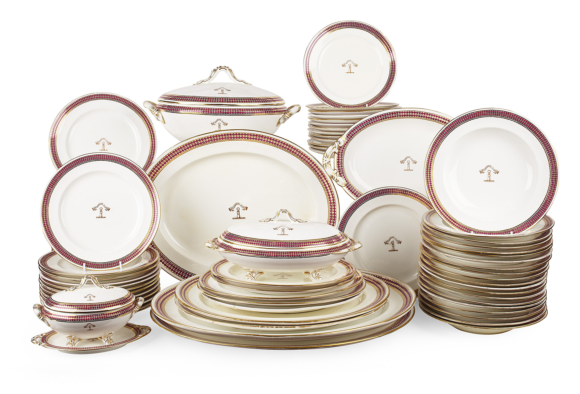 LARGE COALPORT, JOHN ROSE & CO., PORCELAIN PART DINNER SERVICE