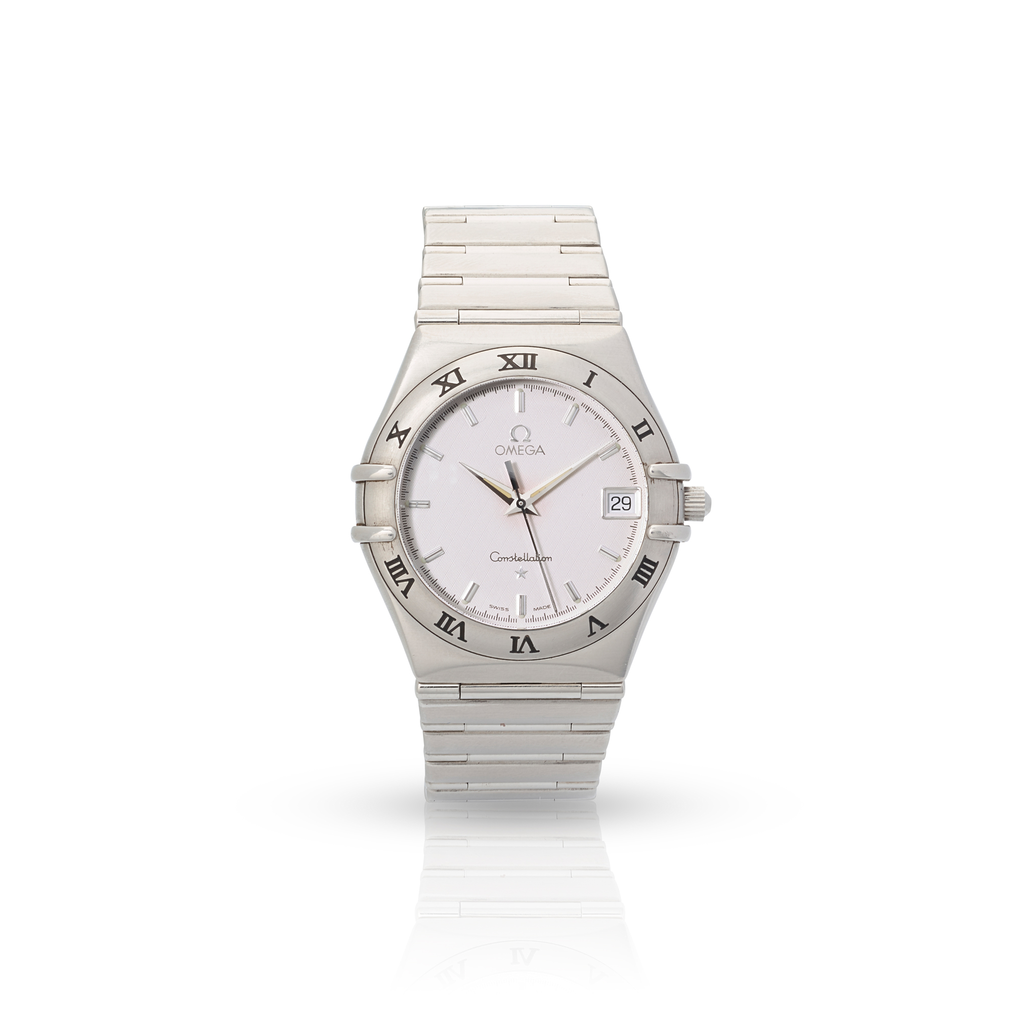 Omega. A stainless steel quartz bracelet watch