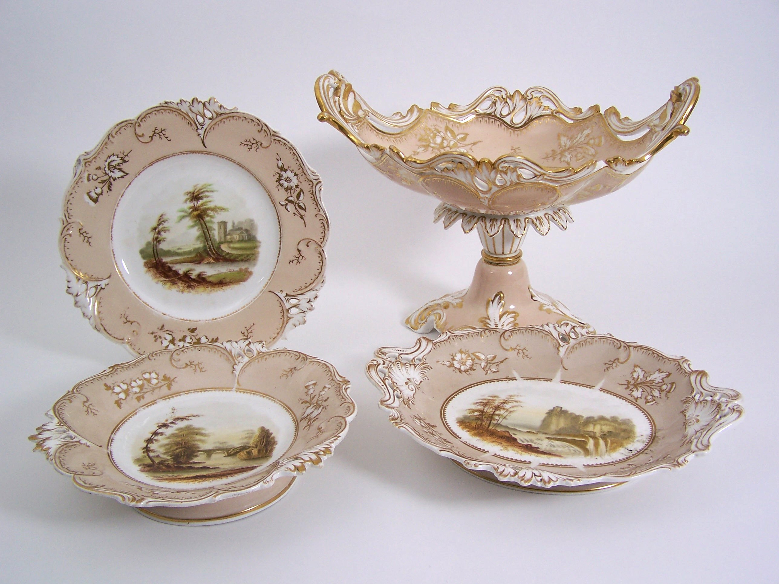 A Victorian porcelain part dessert service,