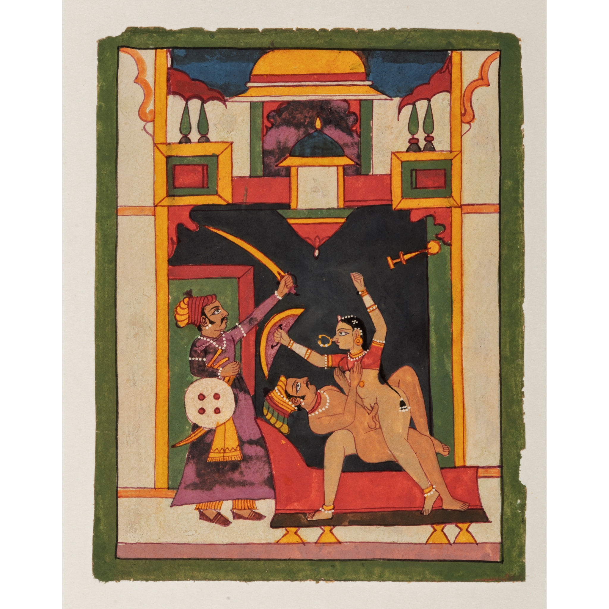 AN ILLUSTRATION FROM A RAGAMALA SERIES: COUPLE IN AN EROTIC EMBRACE