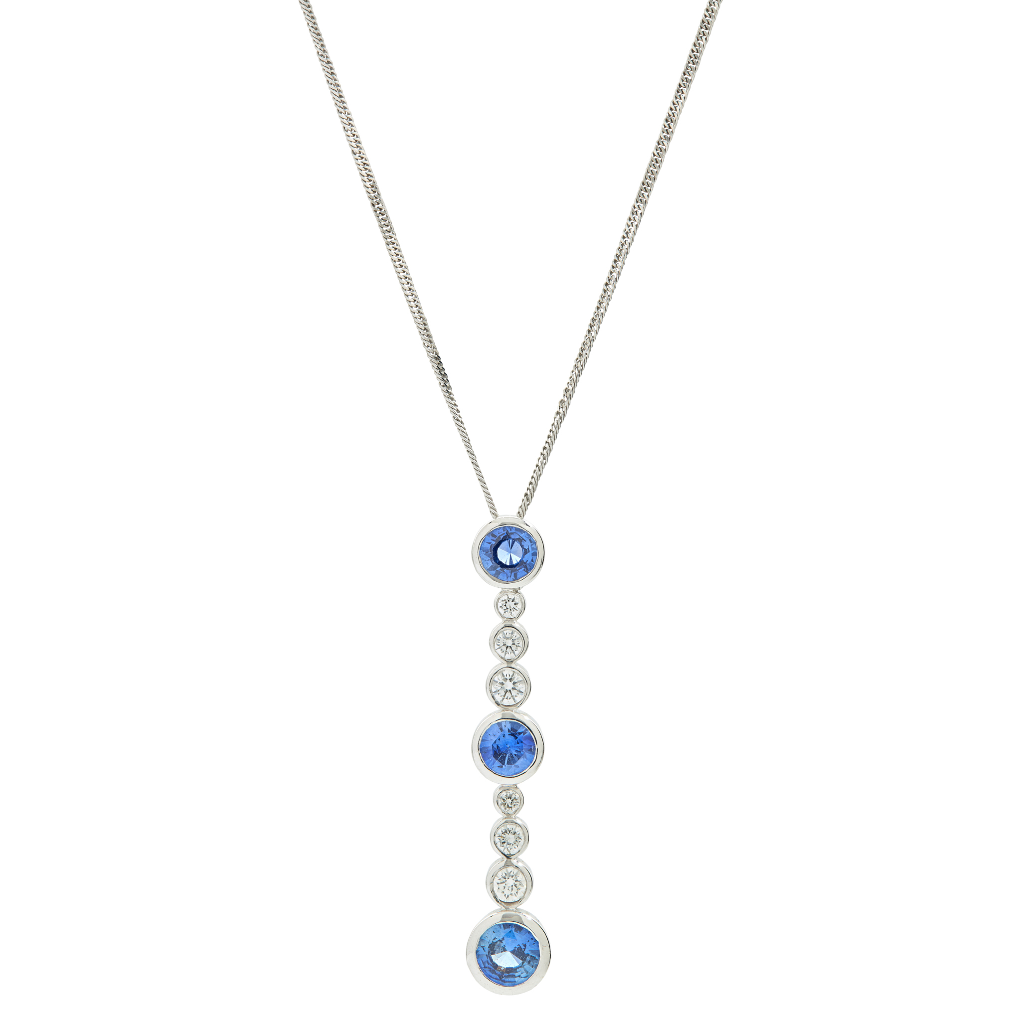 A sapphire and diamond pendant necklace