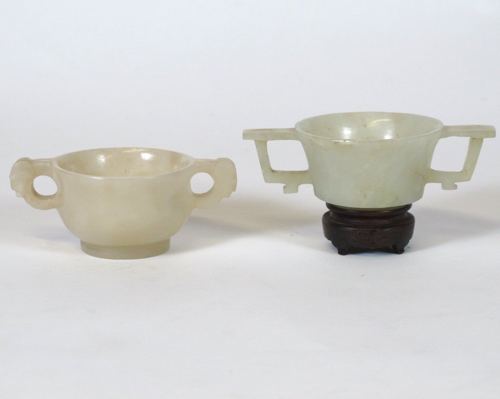 TWO CHINESE WHITE JADE BOWLS