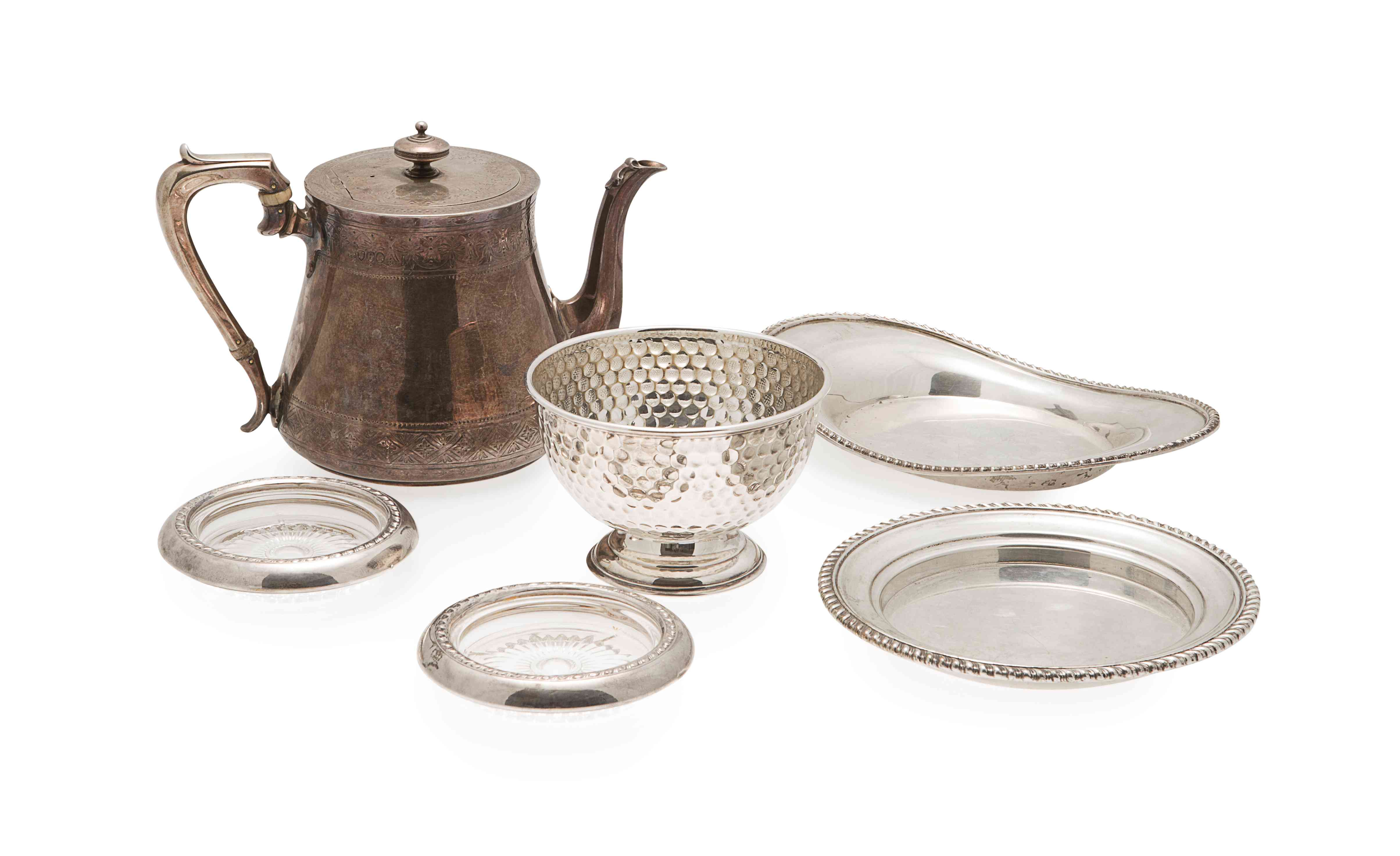 A Victorian teapot and other items