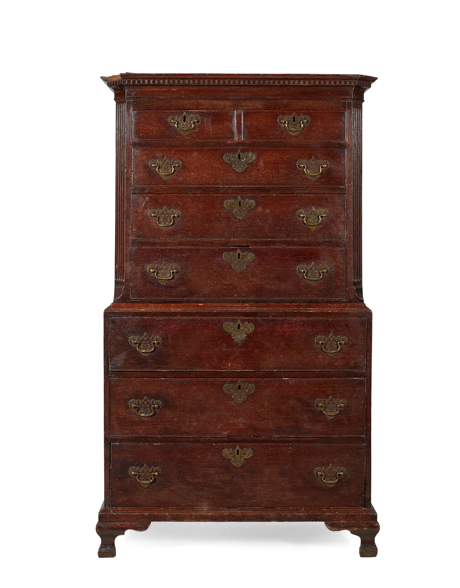 GEORGE II PROVINCIAL OAK CHEST-ON-CHEST