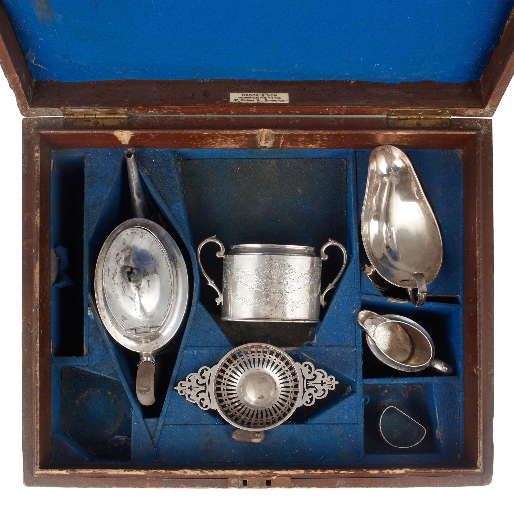 A George III and later cased matched tea-service
