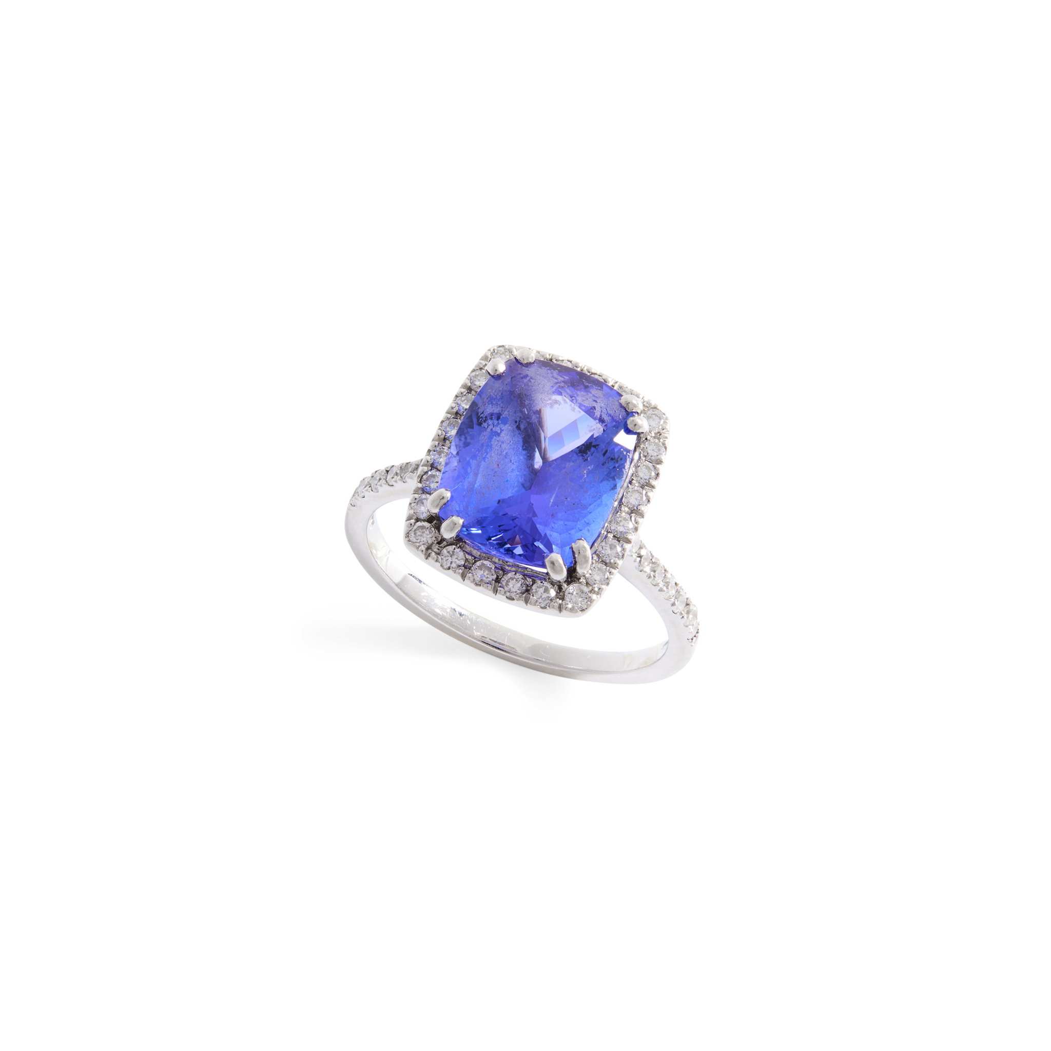 A platinum Tanzanite and diamond ring