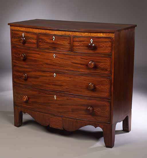 An early 19th century Scottish mahogany bowfront chest of drawers