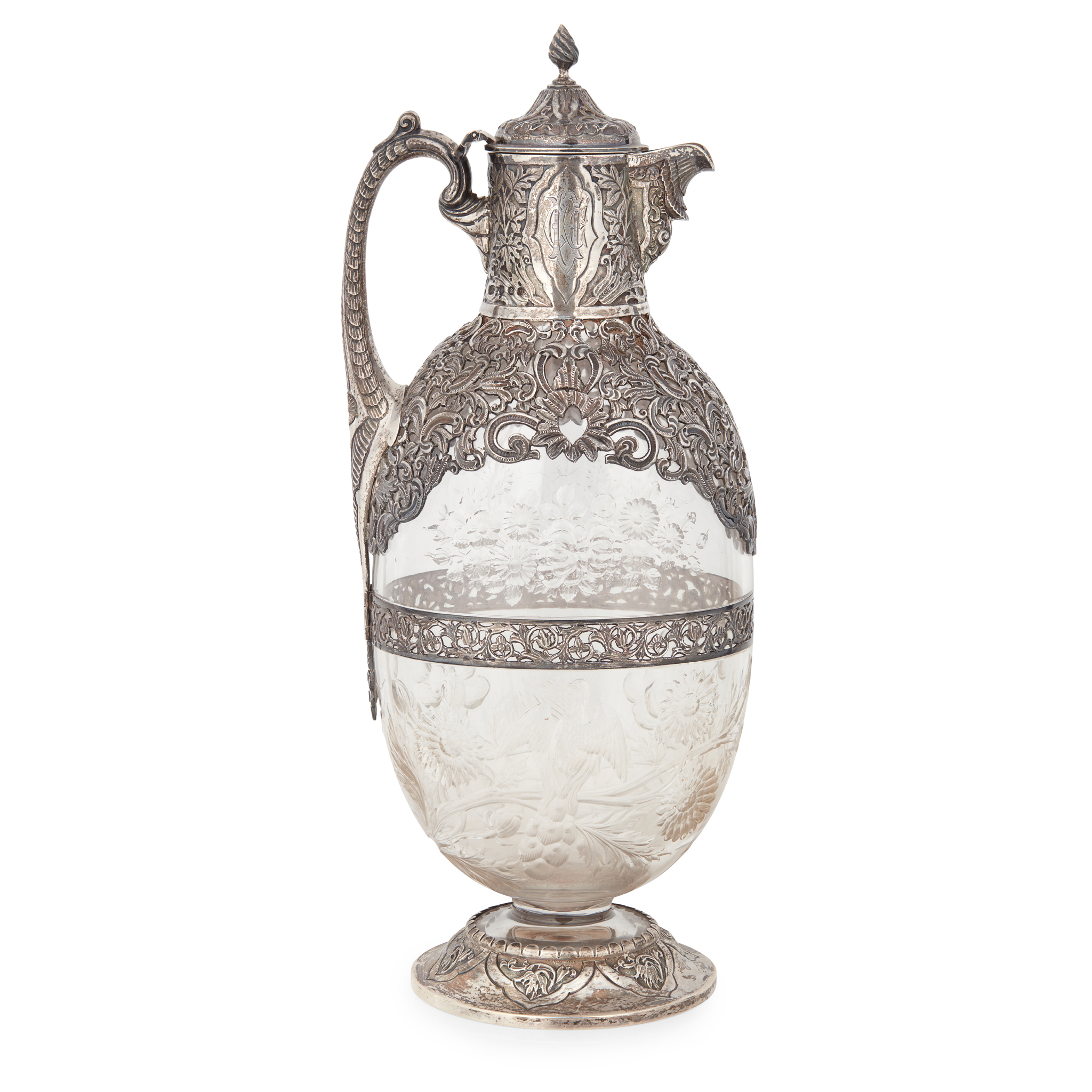 A Victorian silver-mounted Baccarat cut glass claret jug