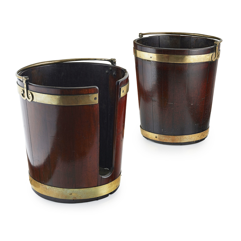 GEORGIAN MAHOGANY PLATE AND PEAT BUCKETS