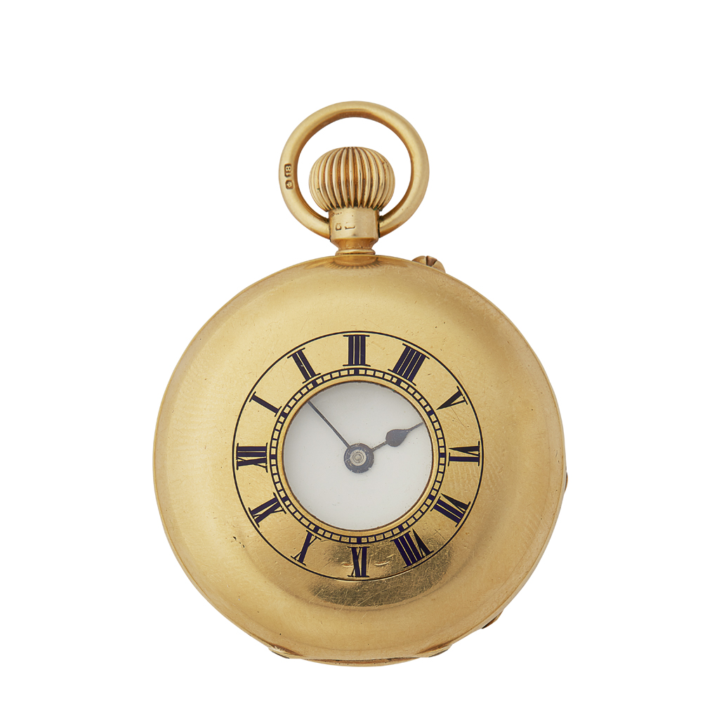 An 18ct gold half-hunter cased pocket watch