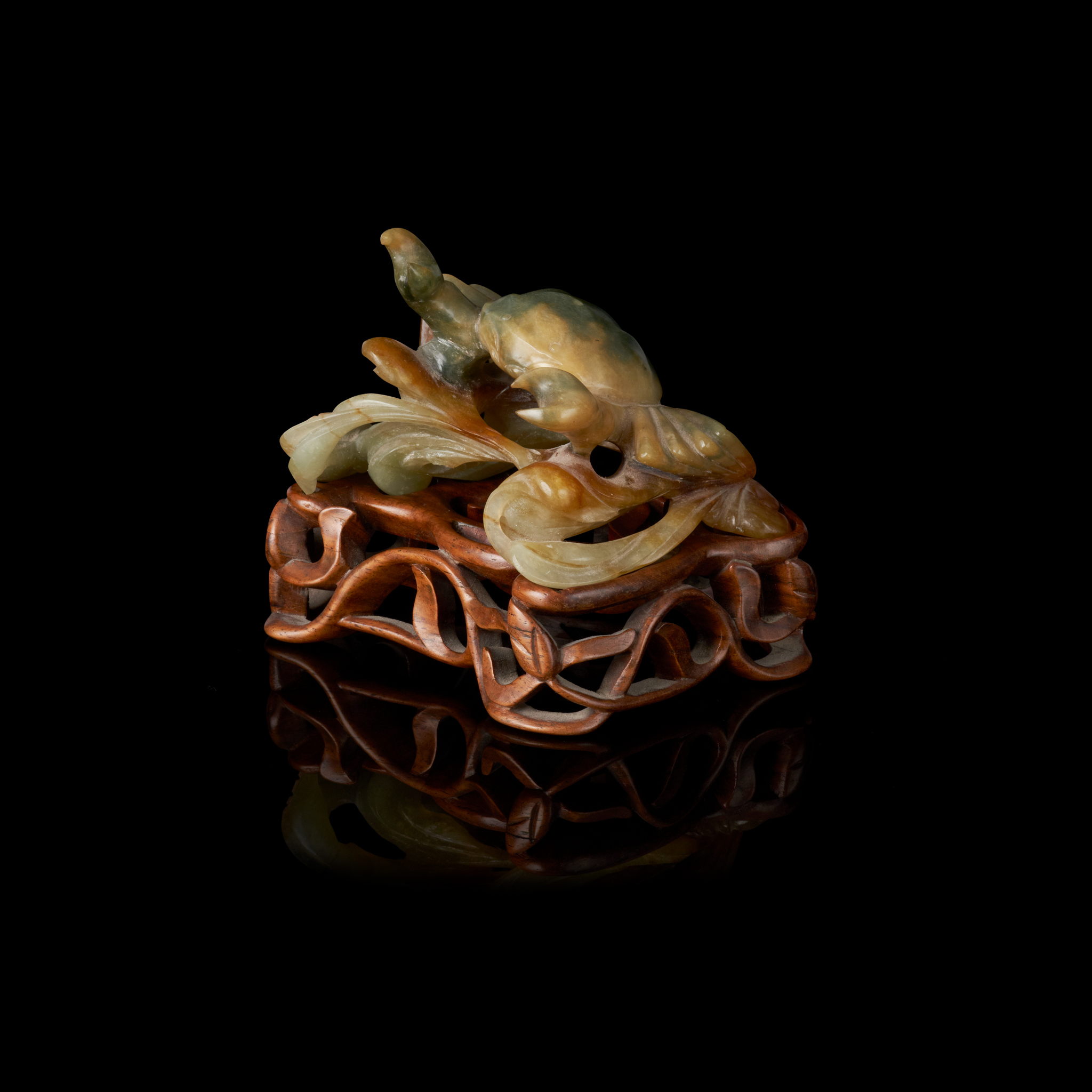 CELADON JADE CARVING OF A CRAB