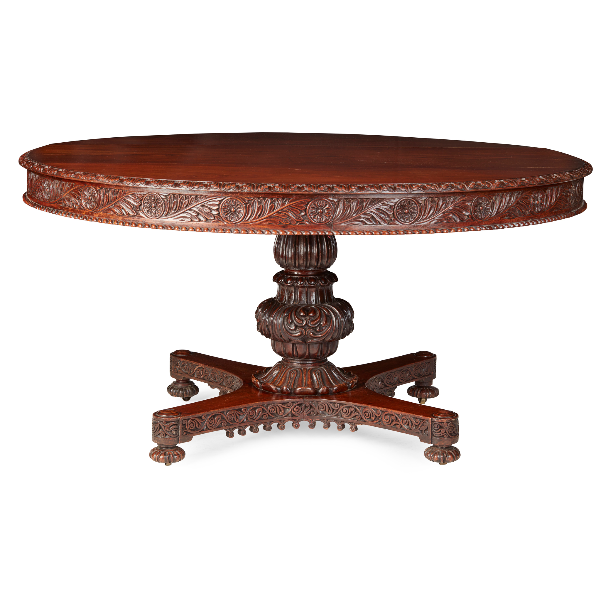 LARGE ANGLO-INDIAN TEAK BREAKFAST TABLE