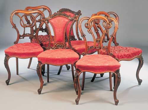 Another similar pair of Victorian walnut drawing room chairs
