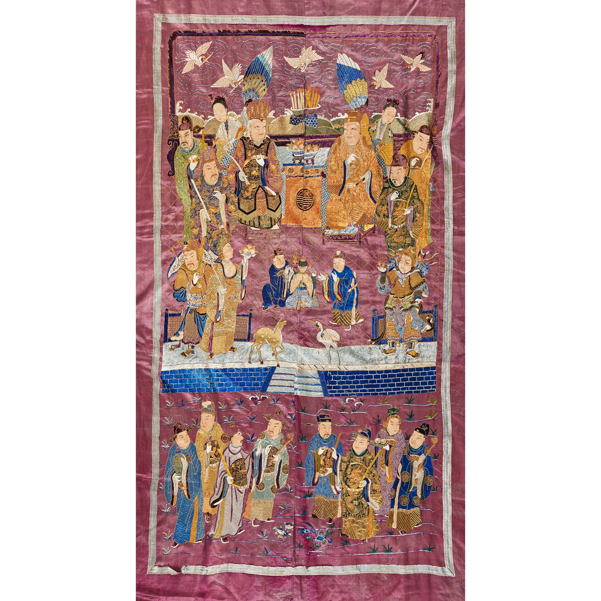 LARGE SILK EMBROIDERED WALL HANGING