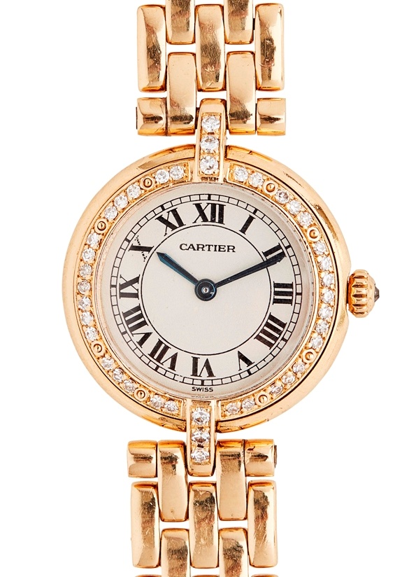 CARTIER - A lady's 18ct gold diamond set wrist watch