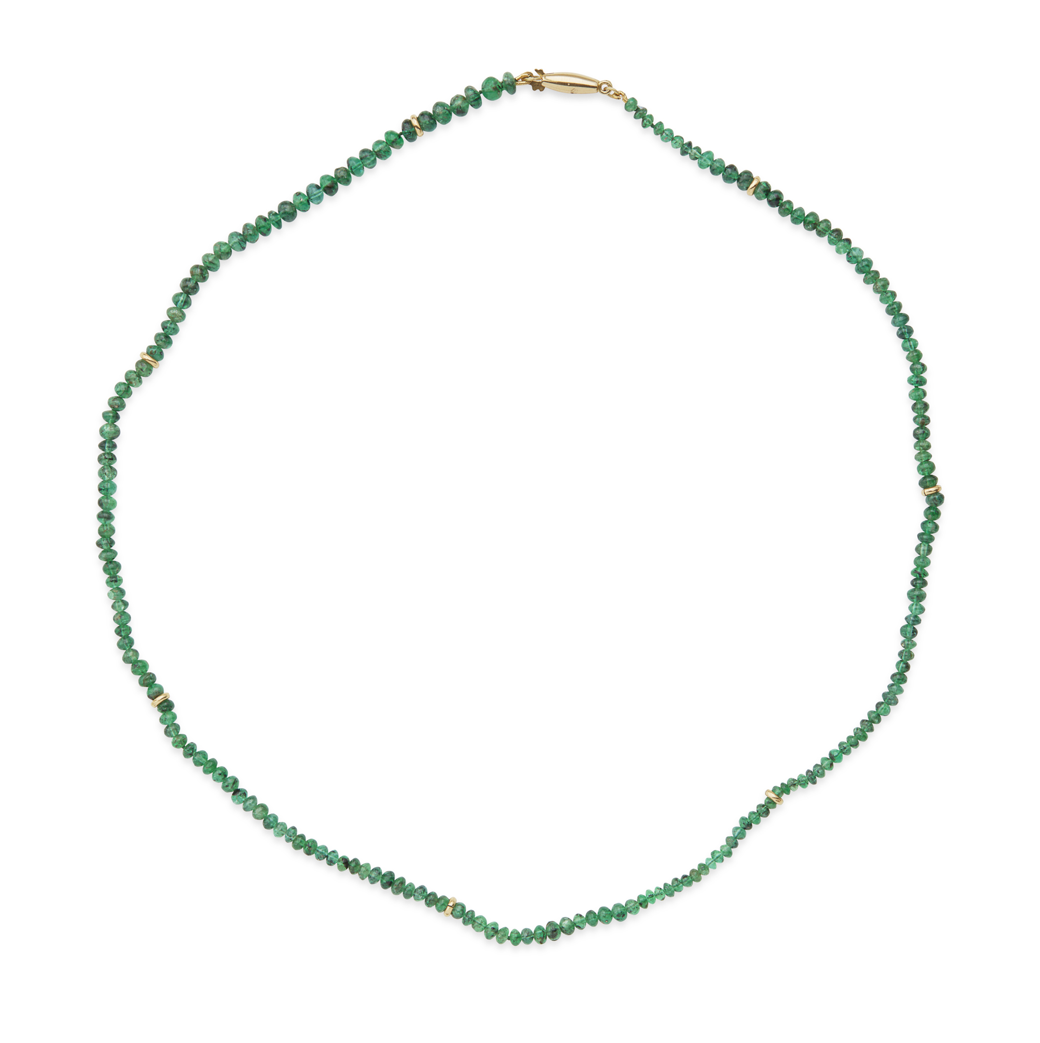 An emerald bead necklace