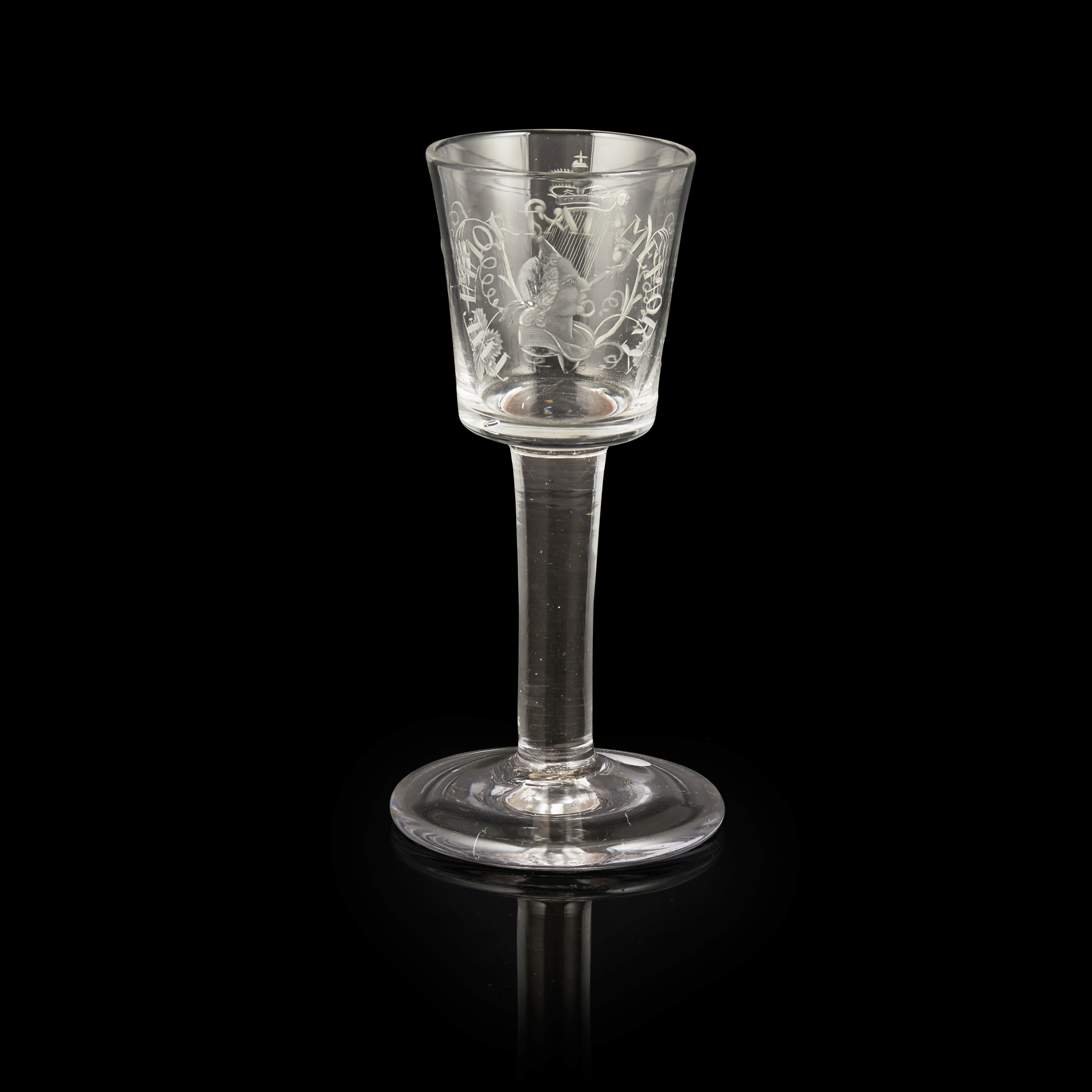 IRISH WILLIAMITE ENGRAVED WINE GLASS