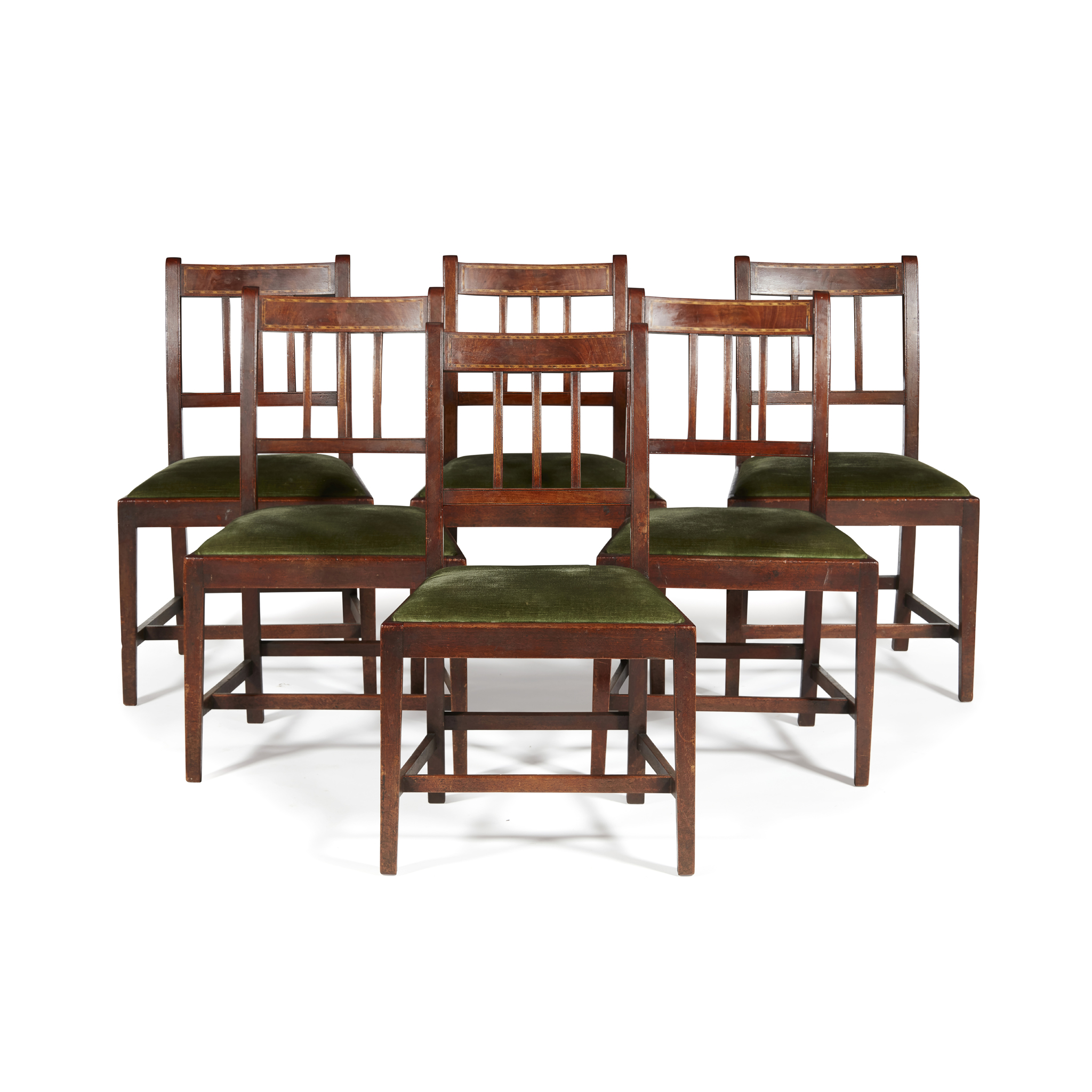 SET OF SIX GEORGE III INLAID DINING CHAIRS