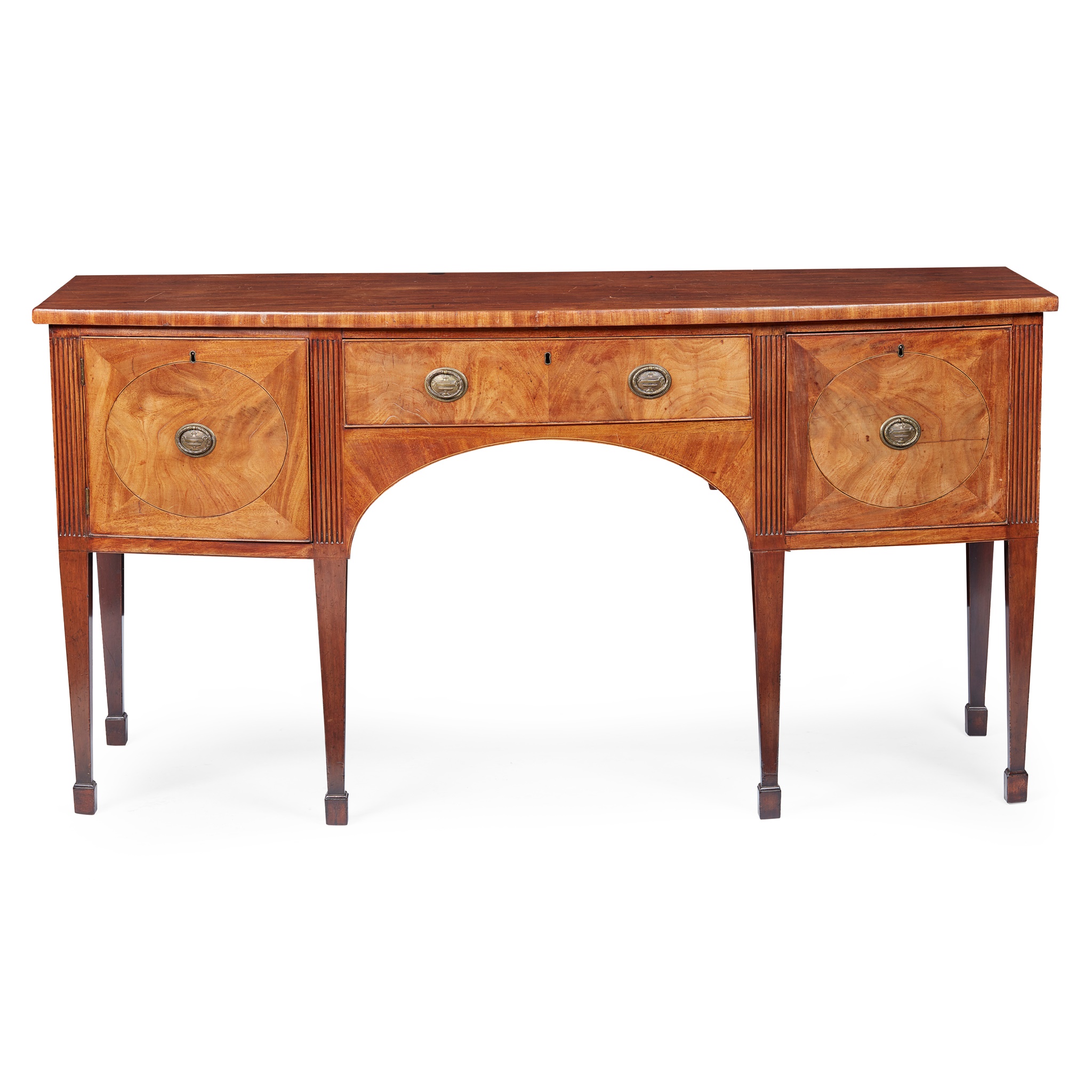 GEORGE III MAHOGANY BOWFRONT SIDEBOARD
